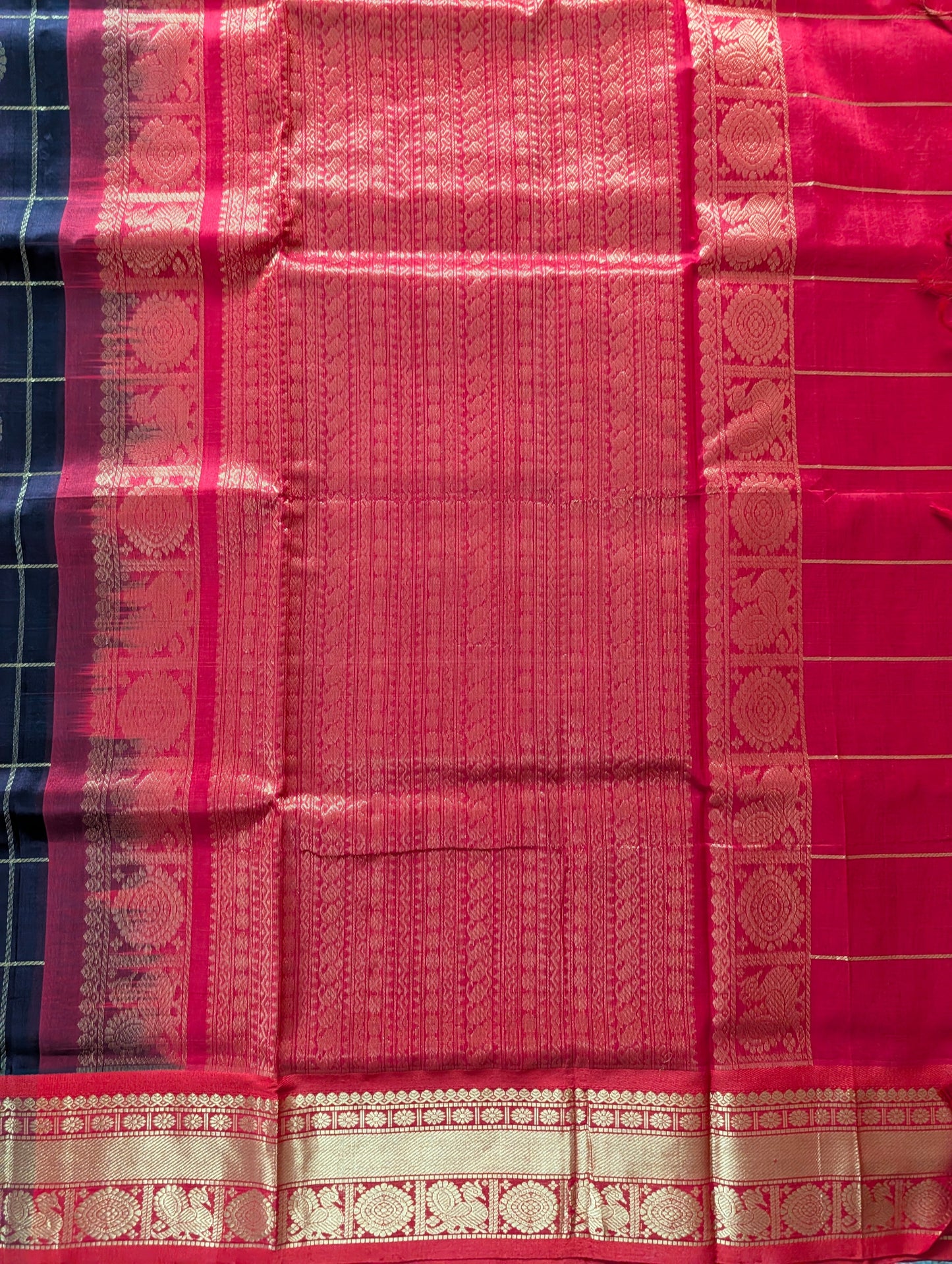 Coffee Brown with Red Pure Kanchi silk cotton