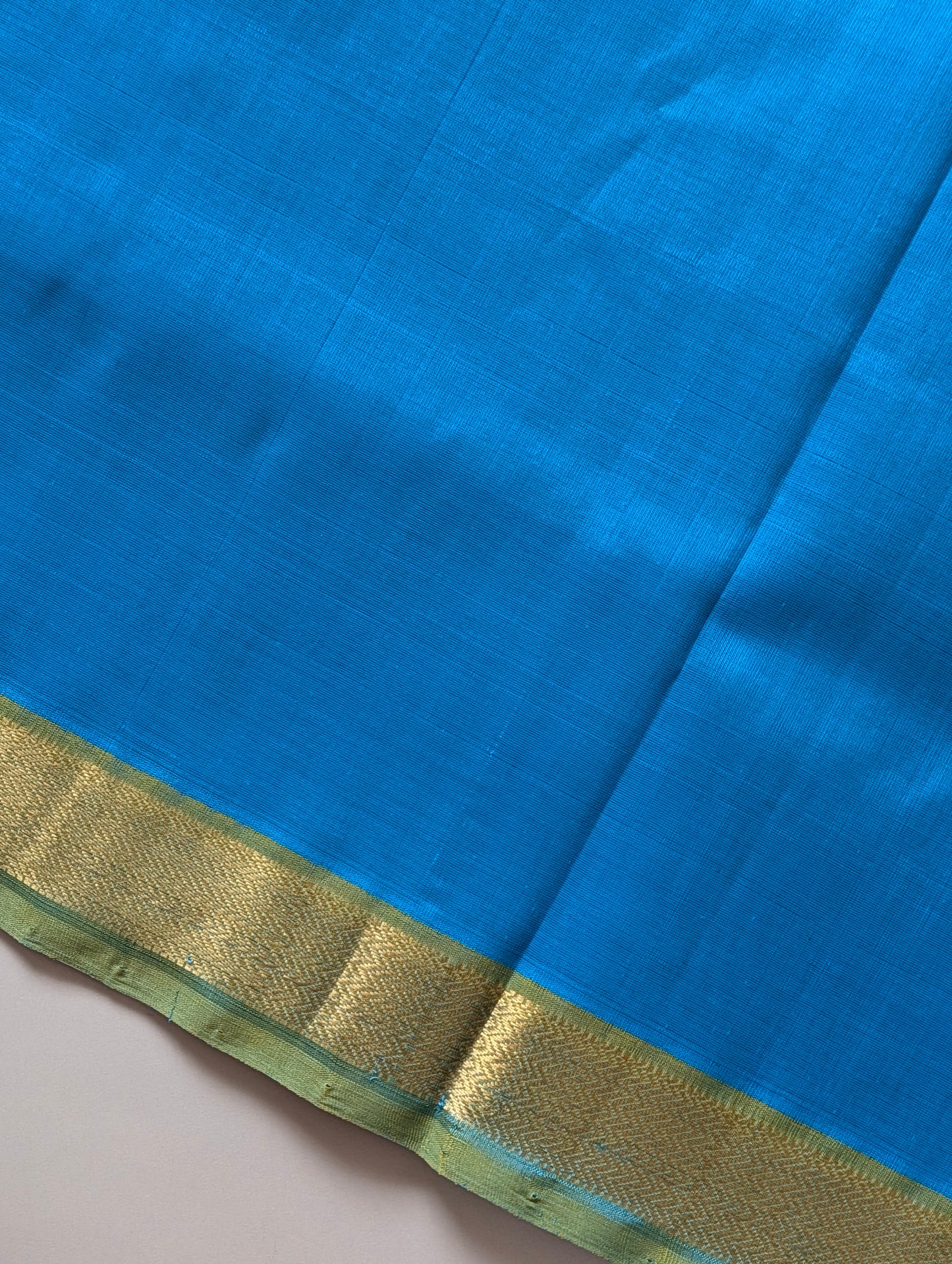 Cyan Blue with Parrot green Pure Kanchi silk cotton