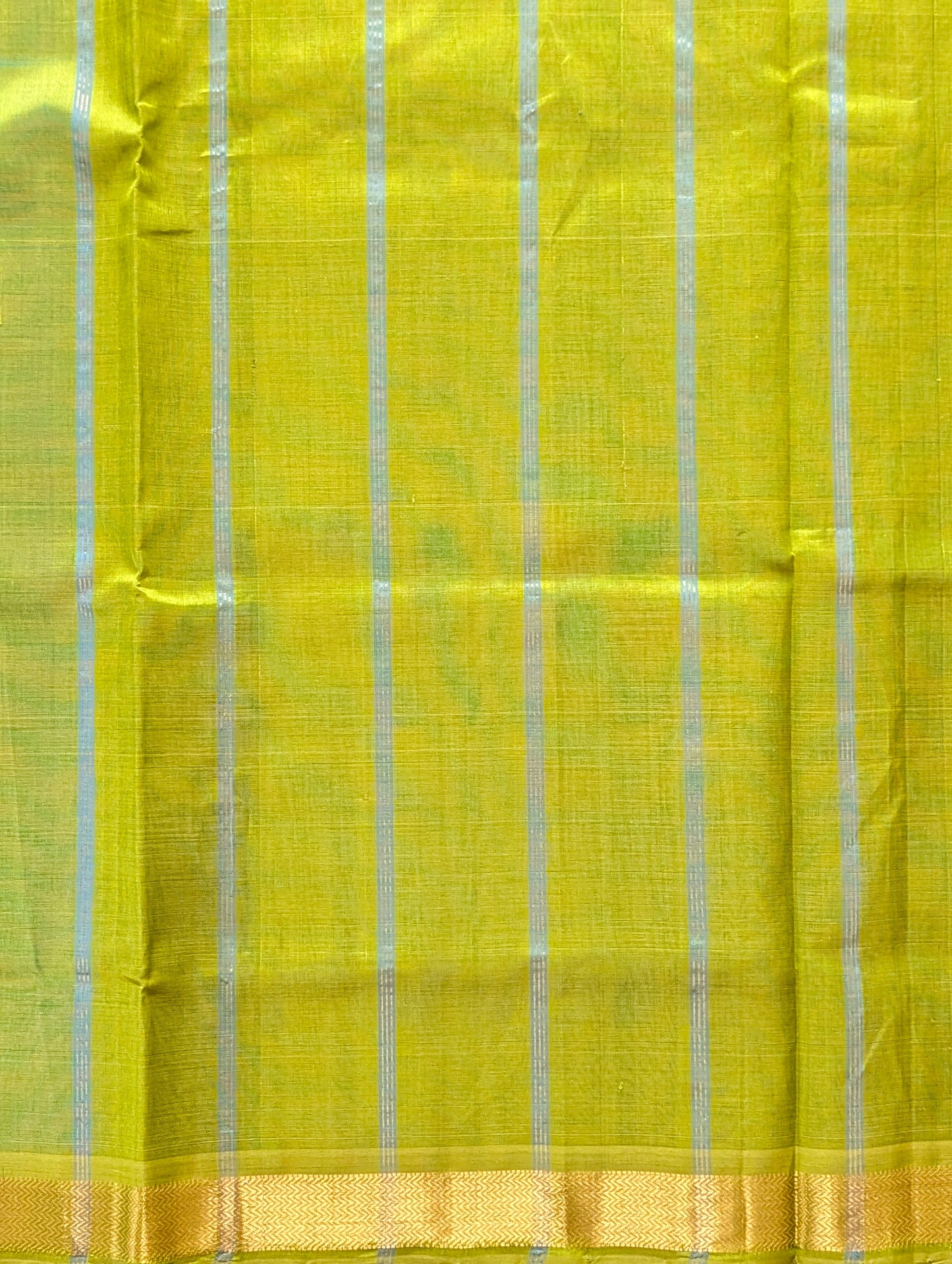 Cyan Blue with Parrot green Pure Kanchi silk cotton
