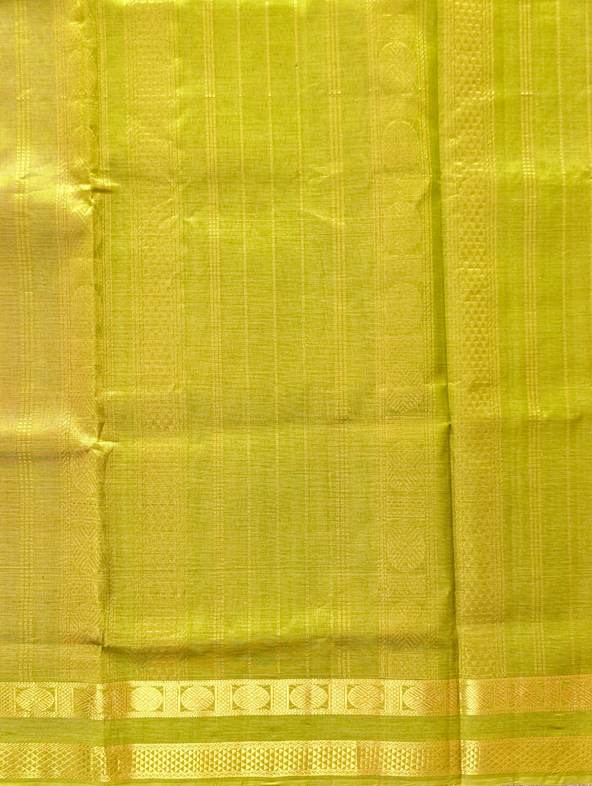 Lavender with Leaf Green pure Kanchi silk cotton