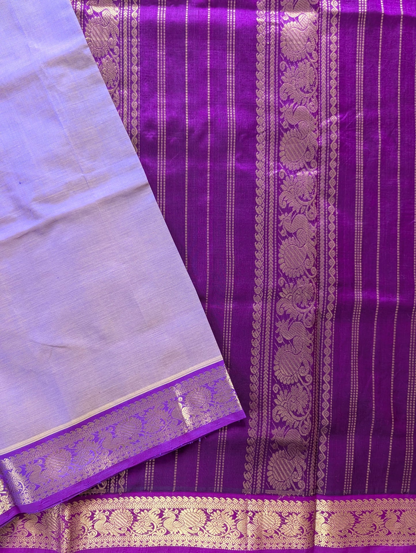 Lavender with Purple Pure Kanchi silk cotton