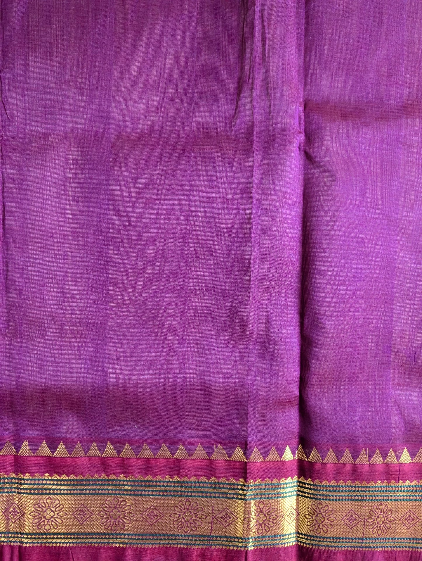 Beige with Purple Pure Kanchi Silk Cotton