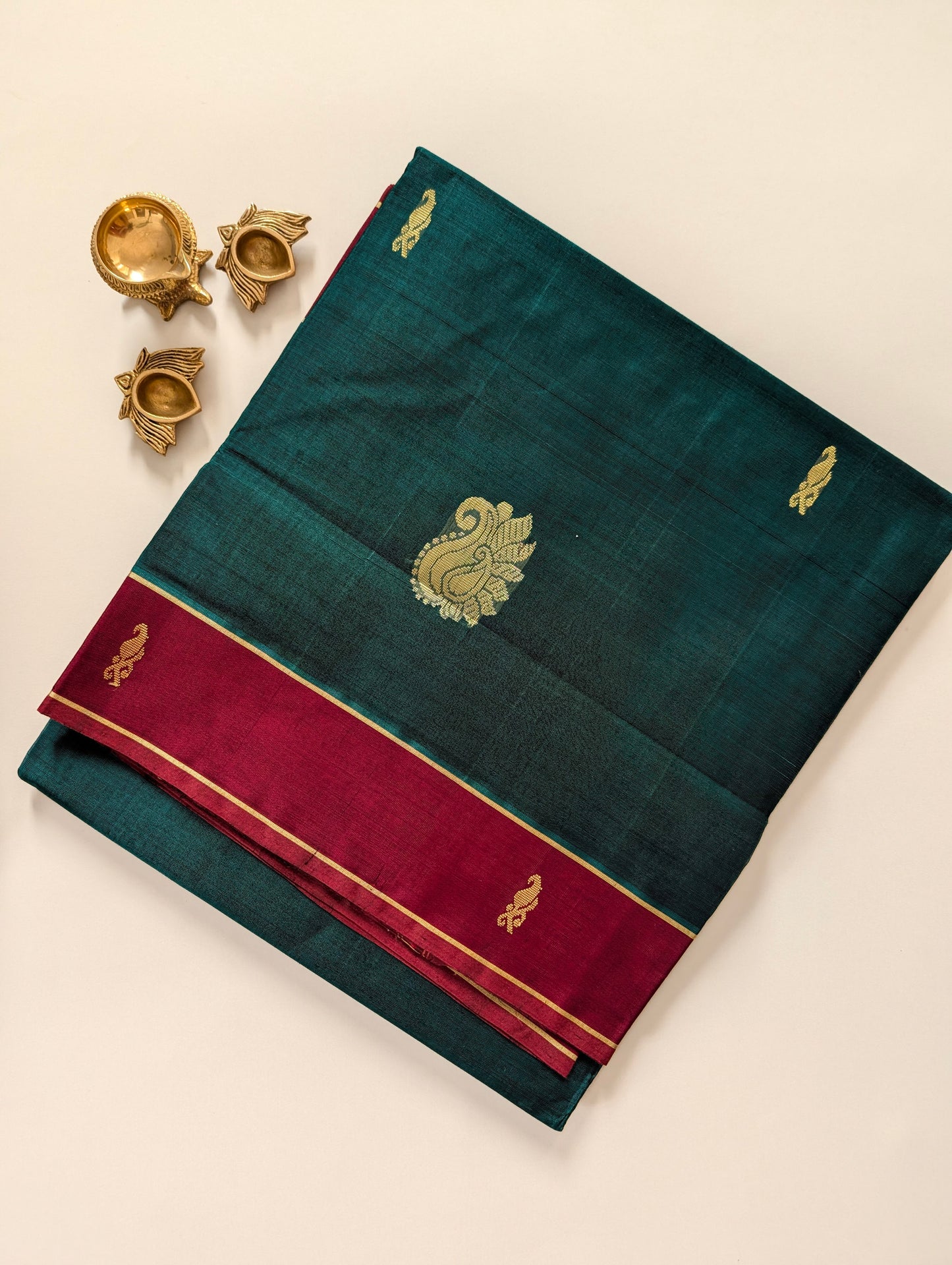 Green and Red Vegan Silk Cotton