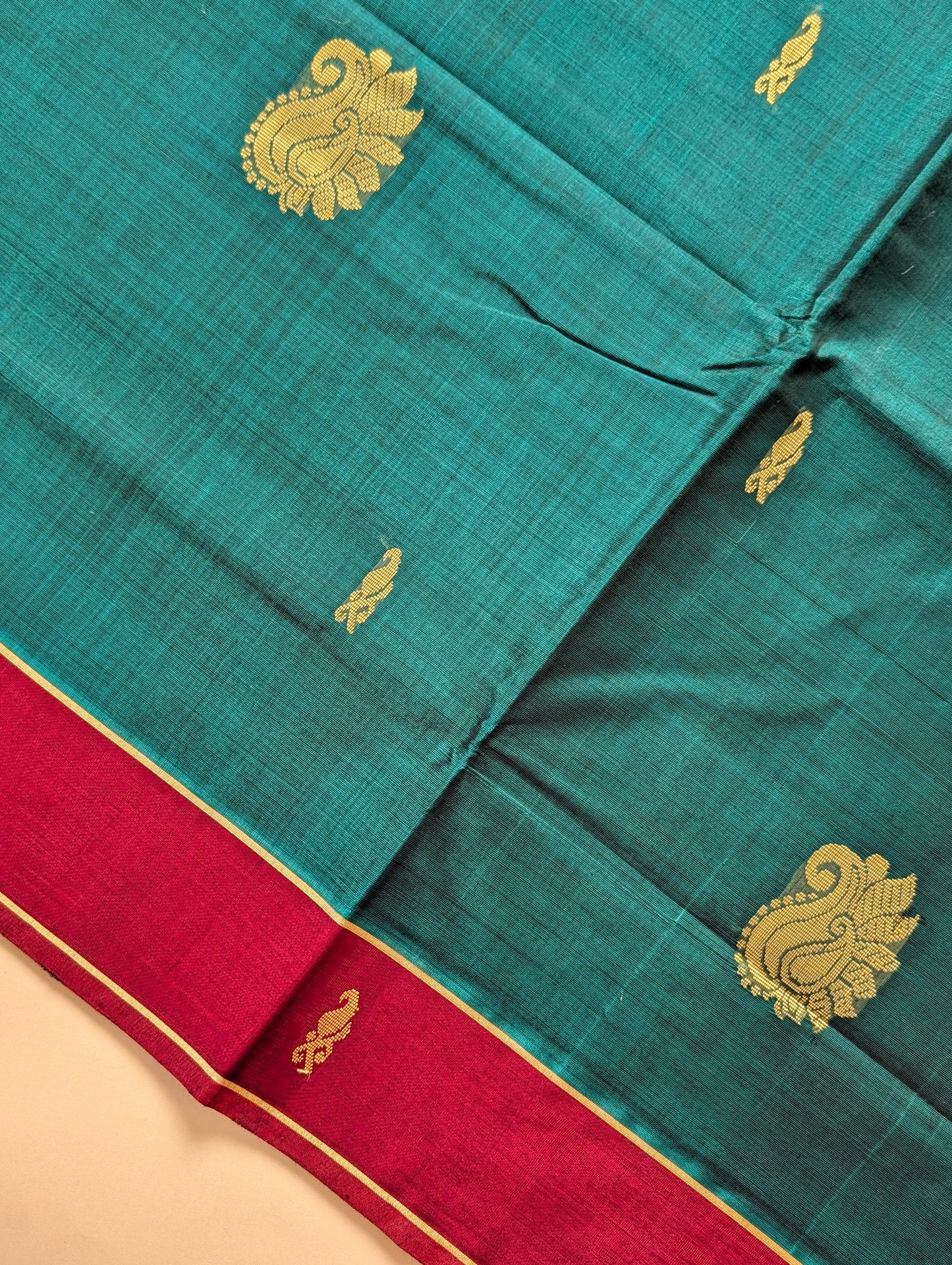 Green and Red Vegan Silk Cotton