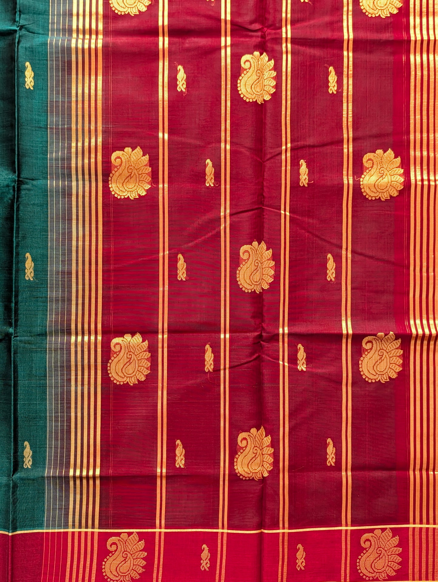 Green and Red Vegan Silk Cotton