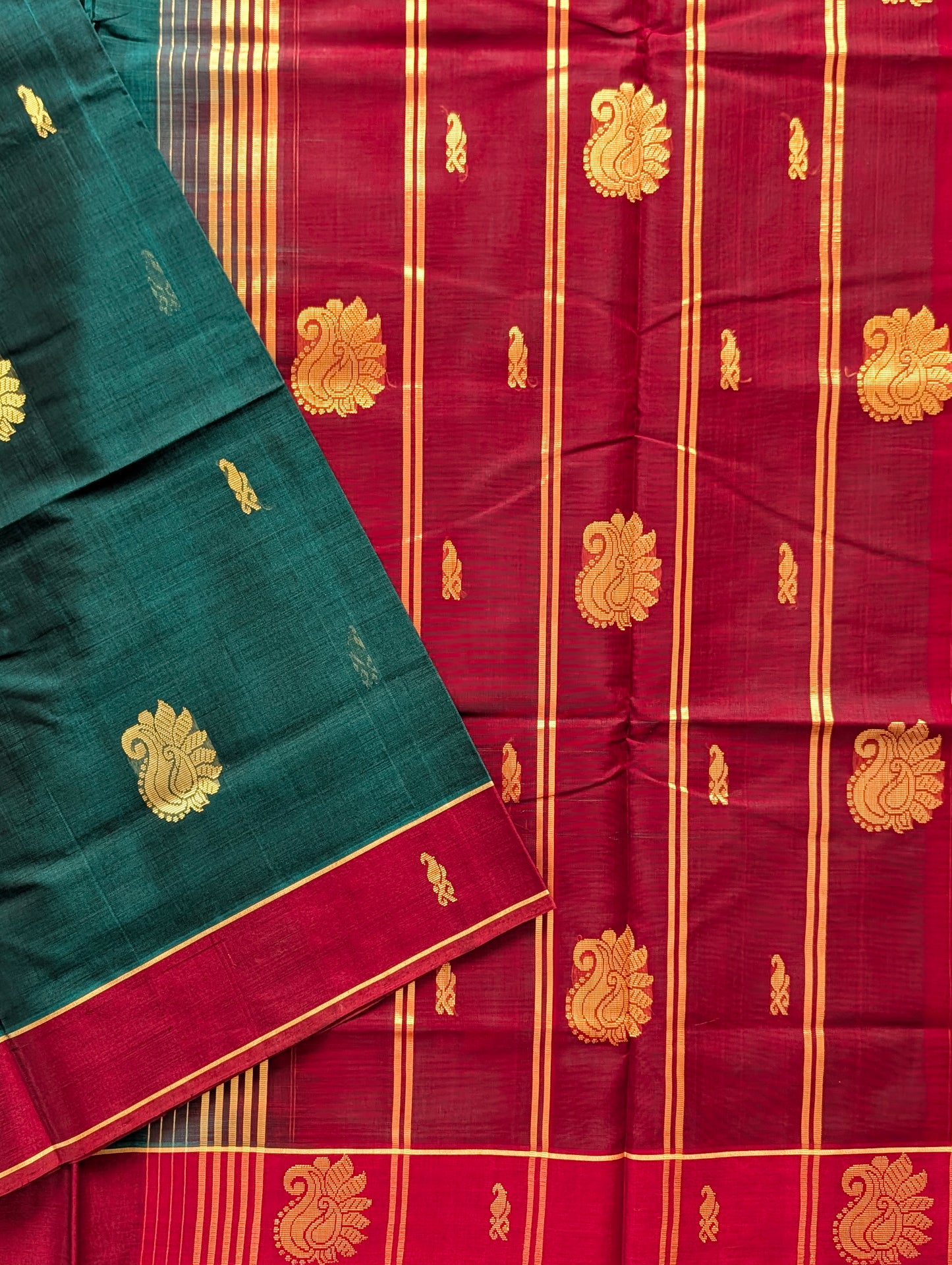 Green and Red Vegan Silk Cotton