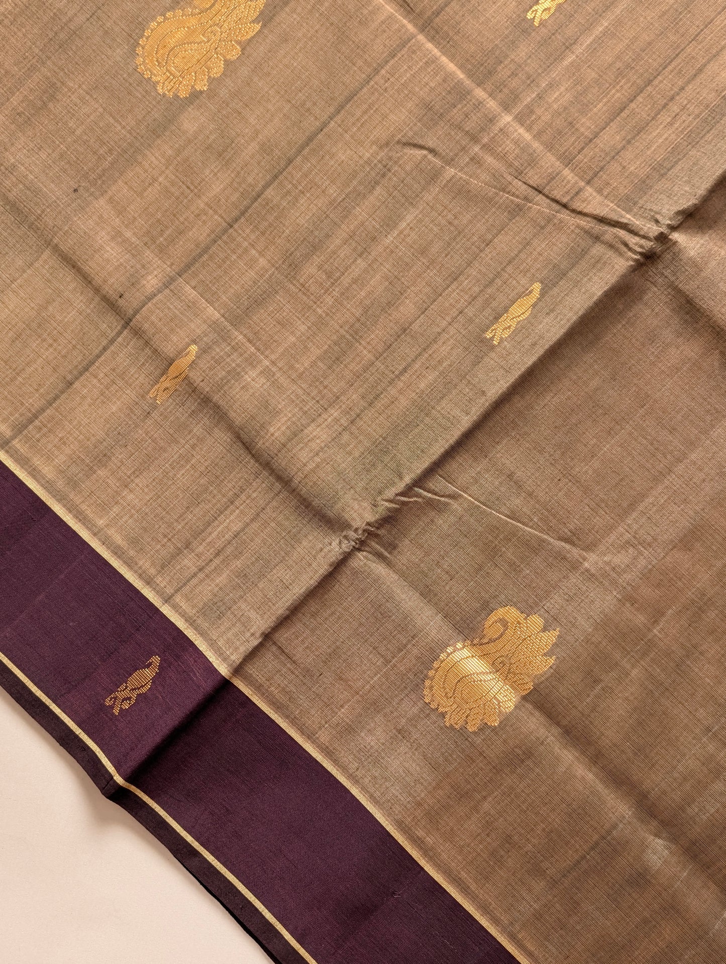 Grey with Plum Vegan Silk Cotton
