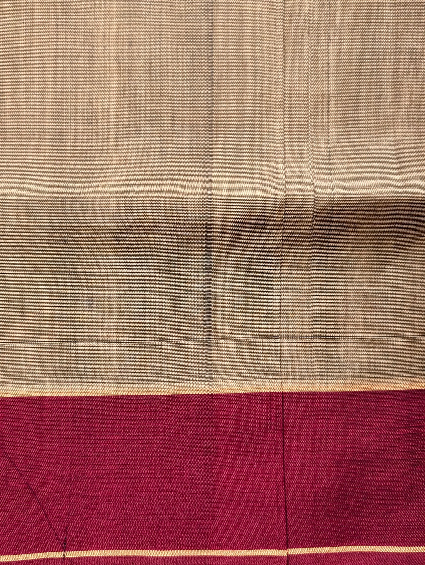 Beige and Maroon Vegan Silk Cotton