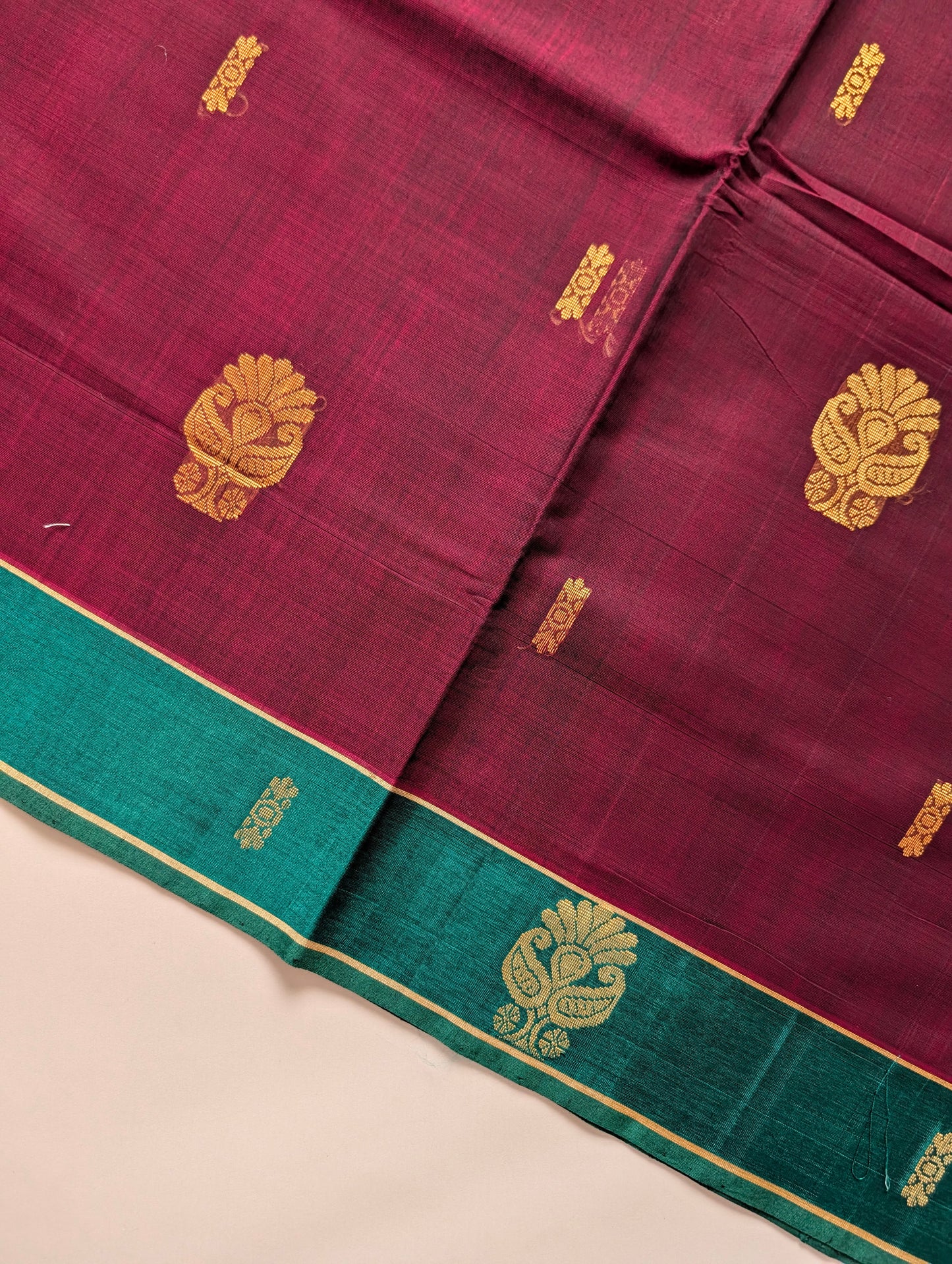 Brown with Green Vegan Silk Cotton