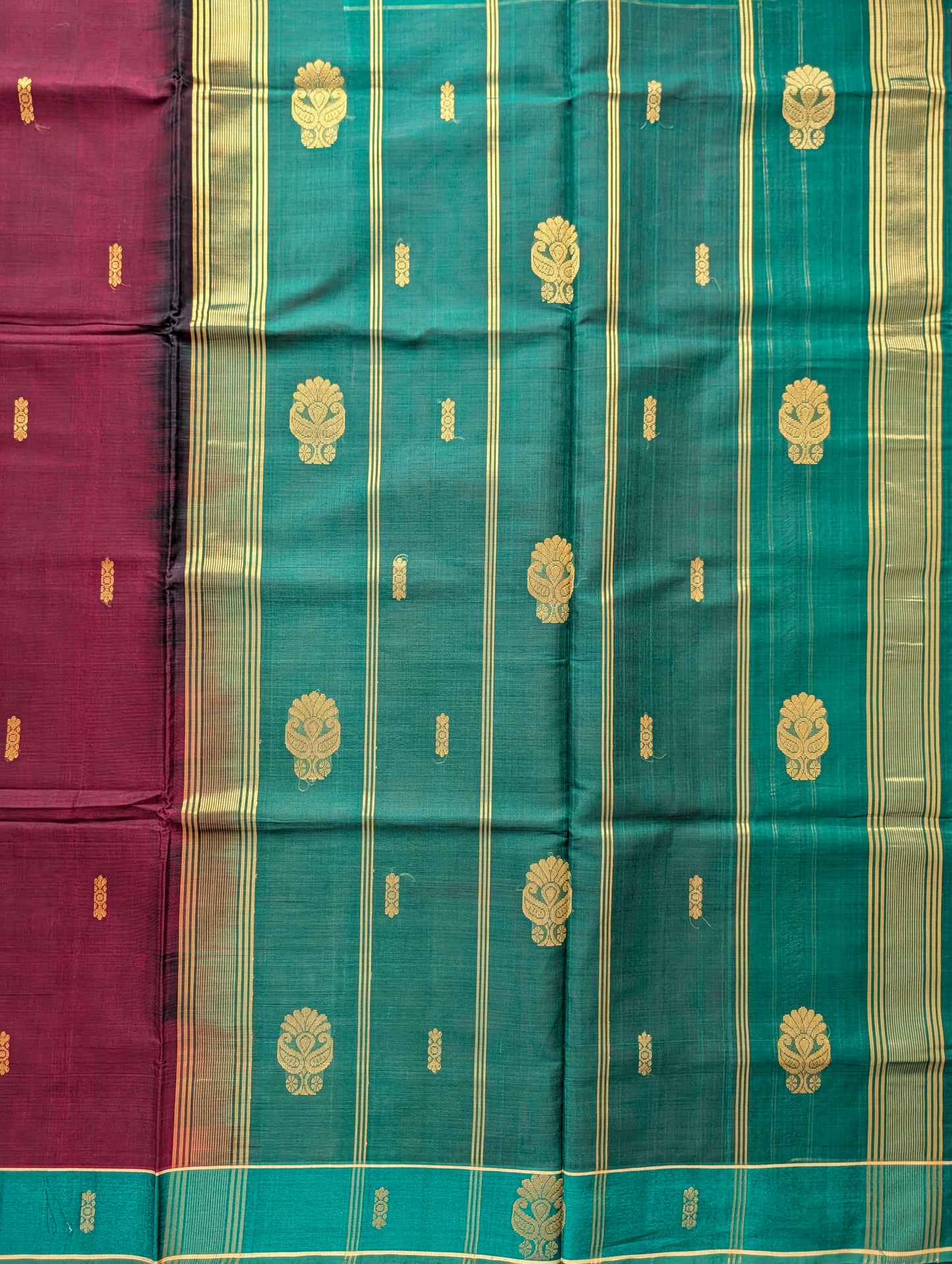 Brown with Green Vegan Silk Cotton