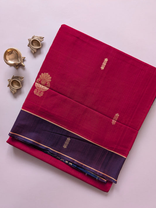 Red with Purple Vegan Silk Cotton