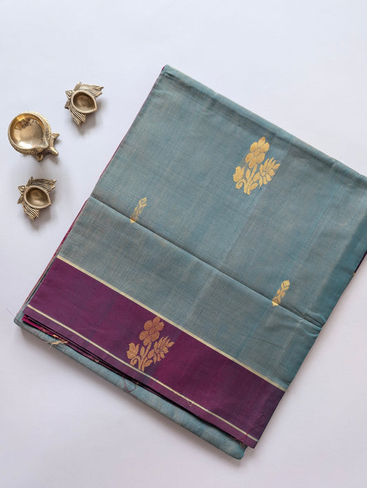 Light Blue with Magenta Vegan Silk Cotton
