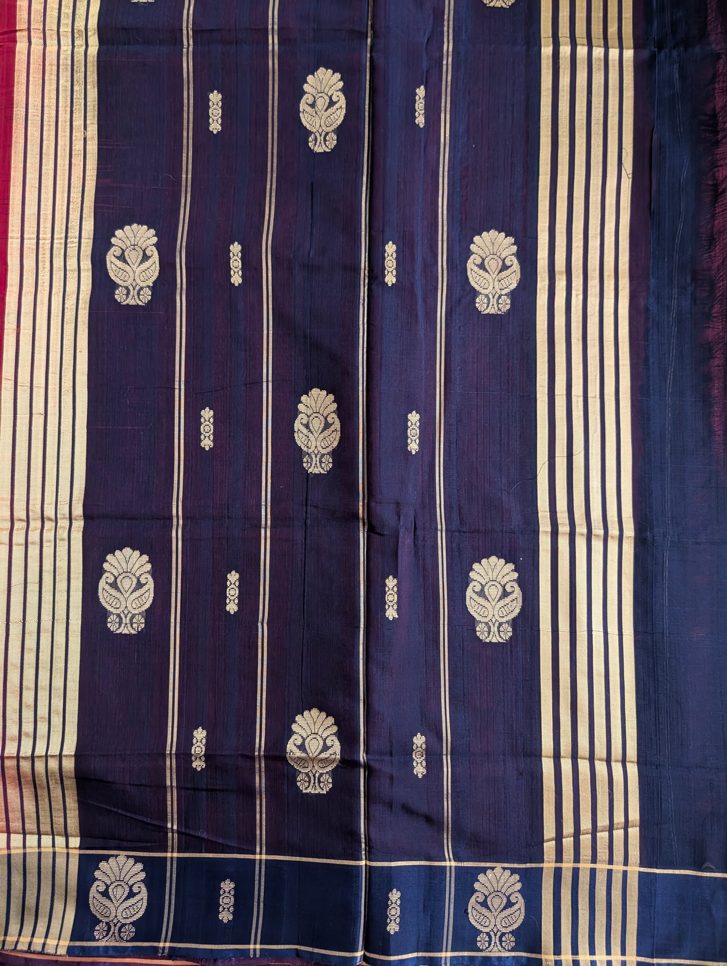 Red with Purple Vegan Silk Cotton