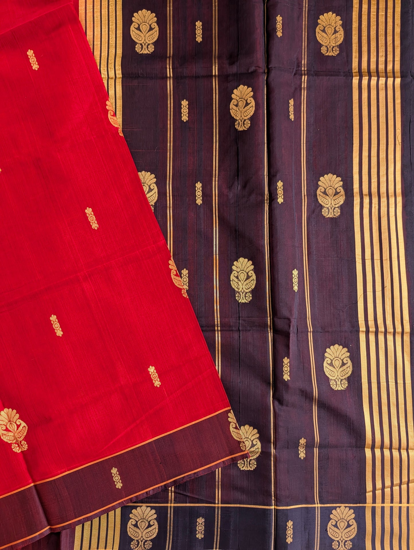 Red with Purple Vegan Silk Cotton