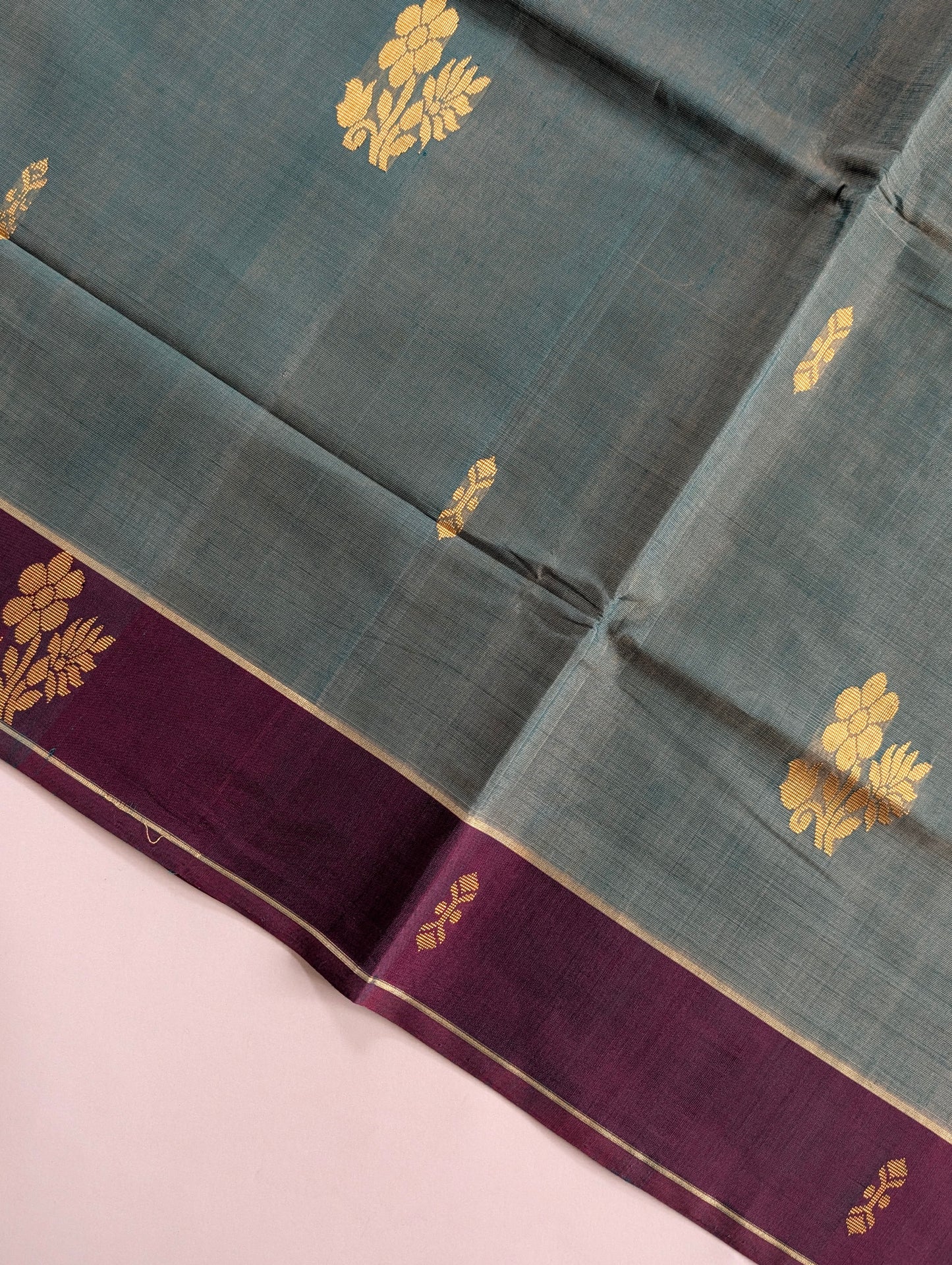 Light Blue with Magenta Vegan Silk Cotton