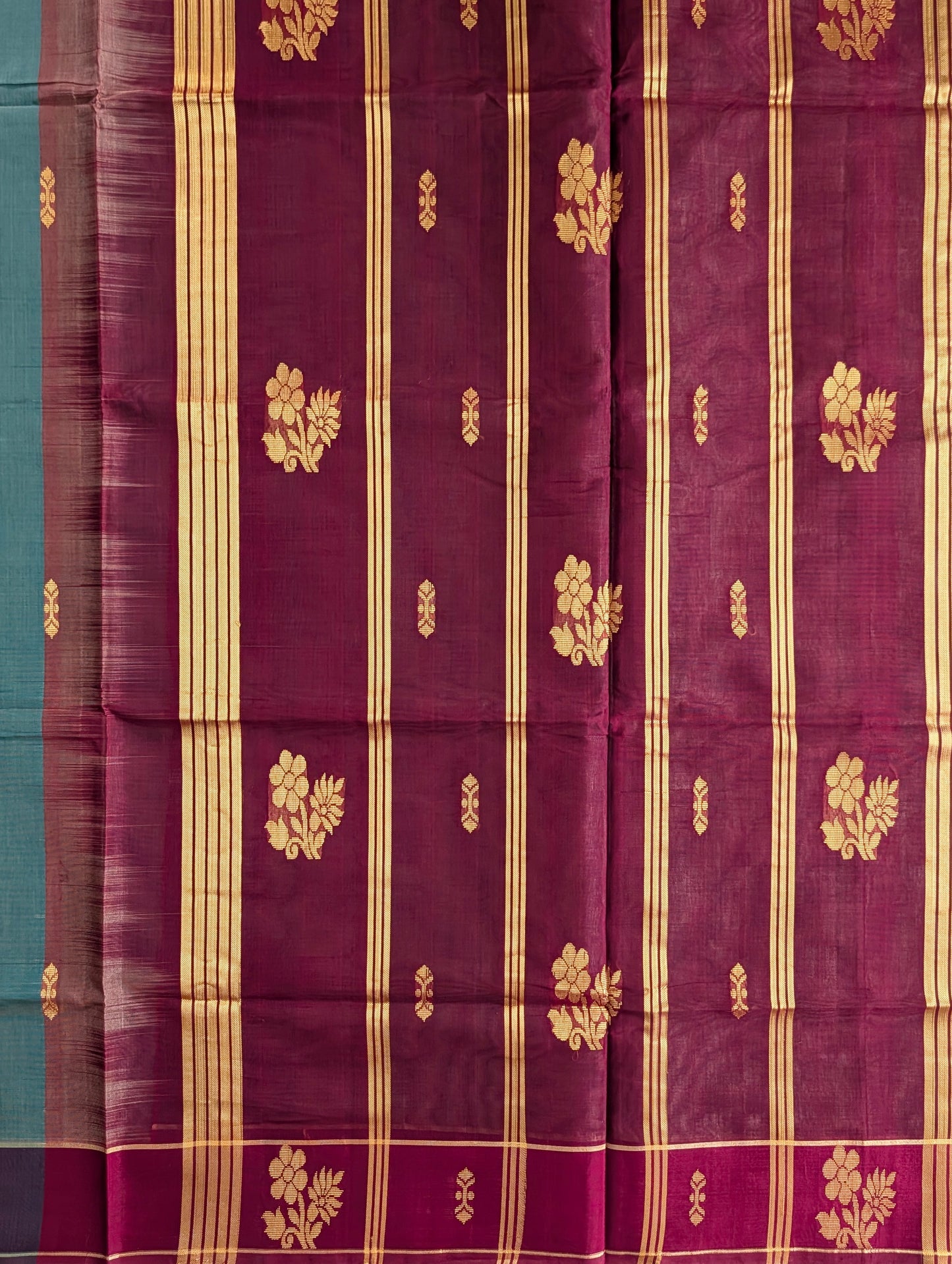 Light Blue with Magenta Vegan Silk Cotton