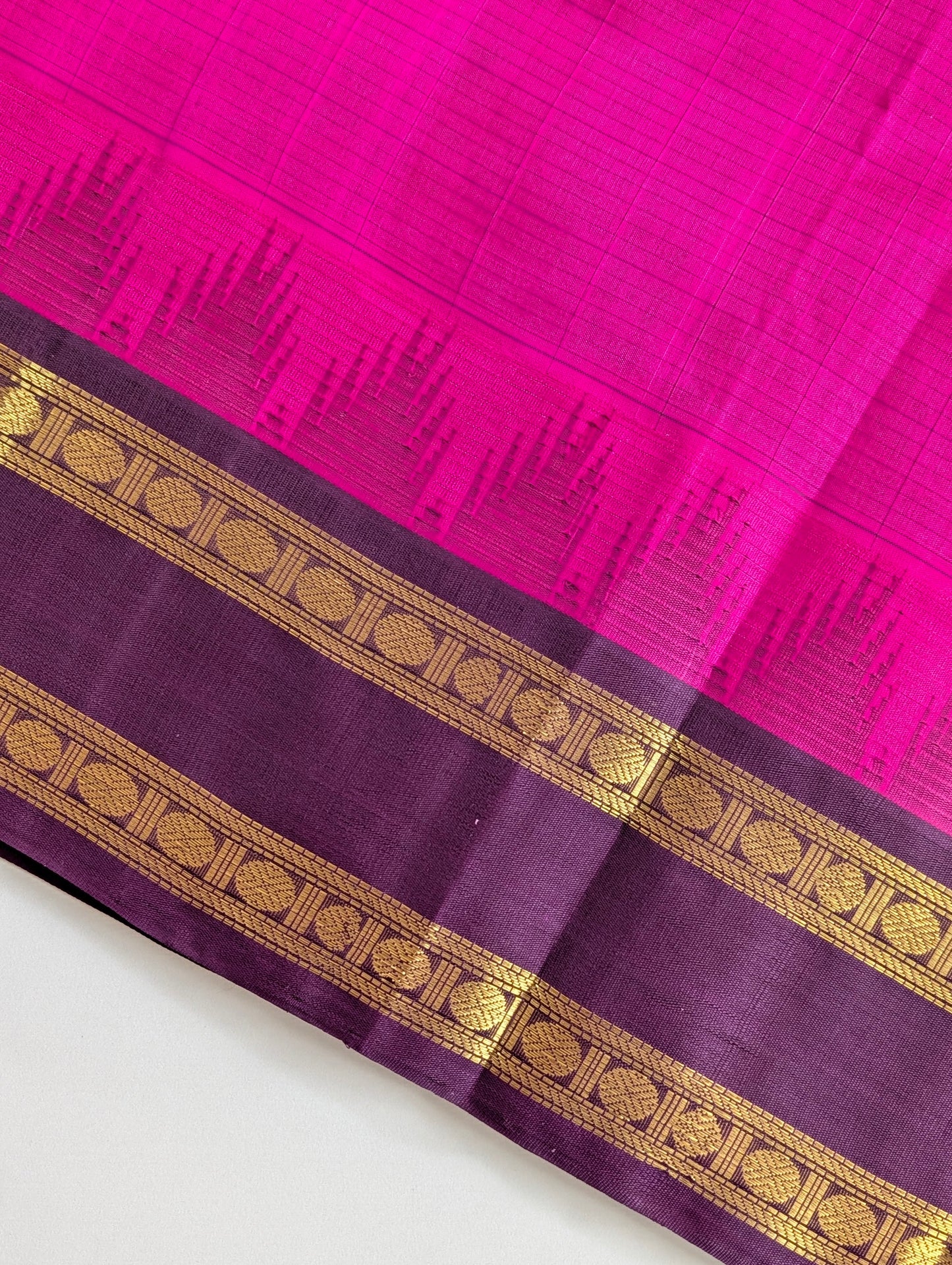 Magenta with Brown pure Kanchi silk cotton