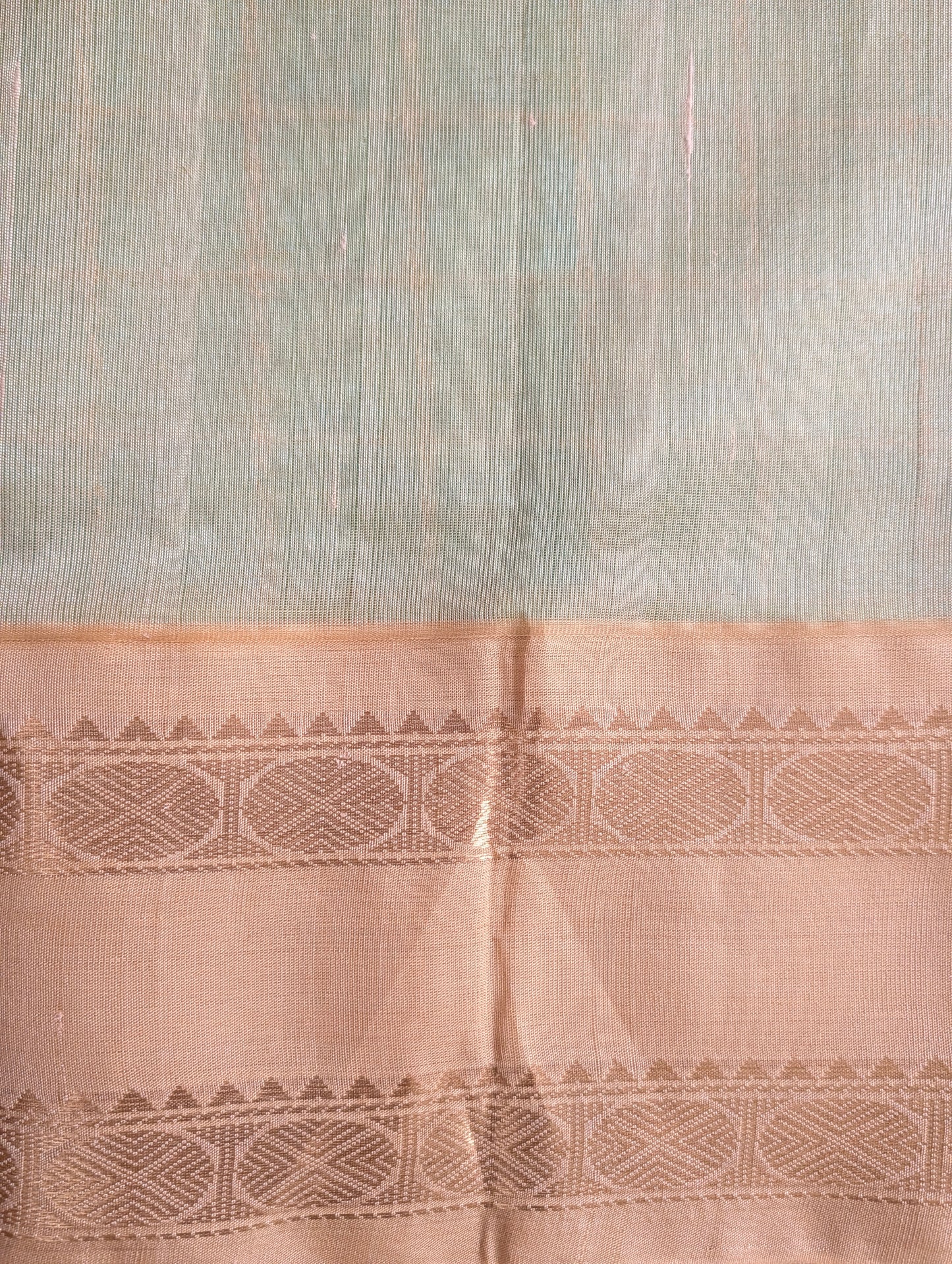 Sea Green With Gold Rettapet Koravi Pure Kanchi silk cotton