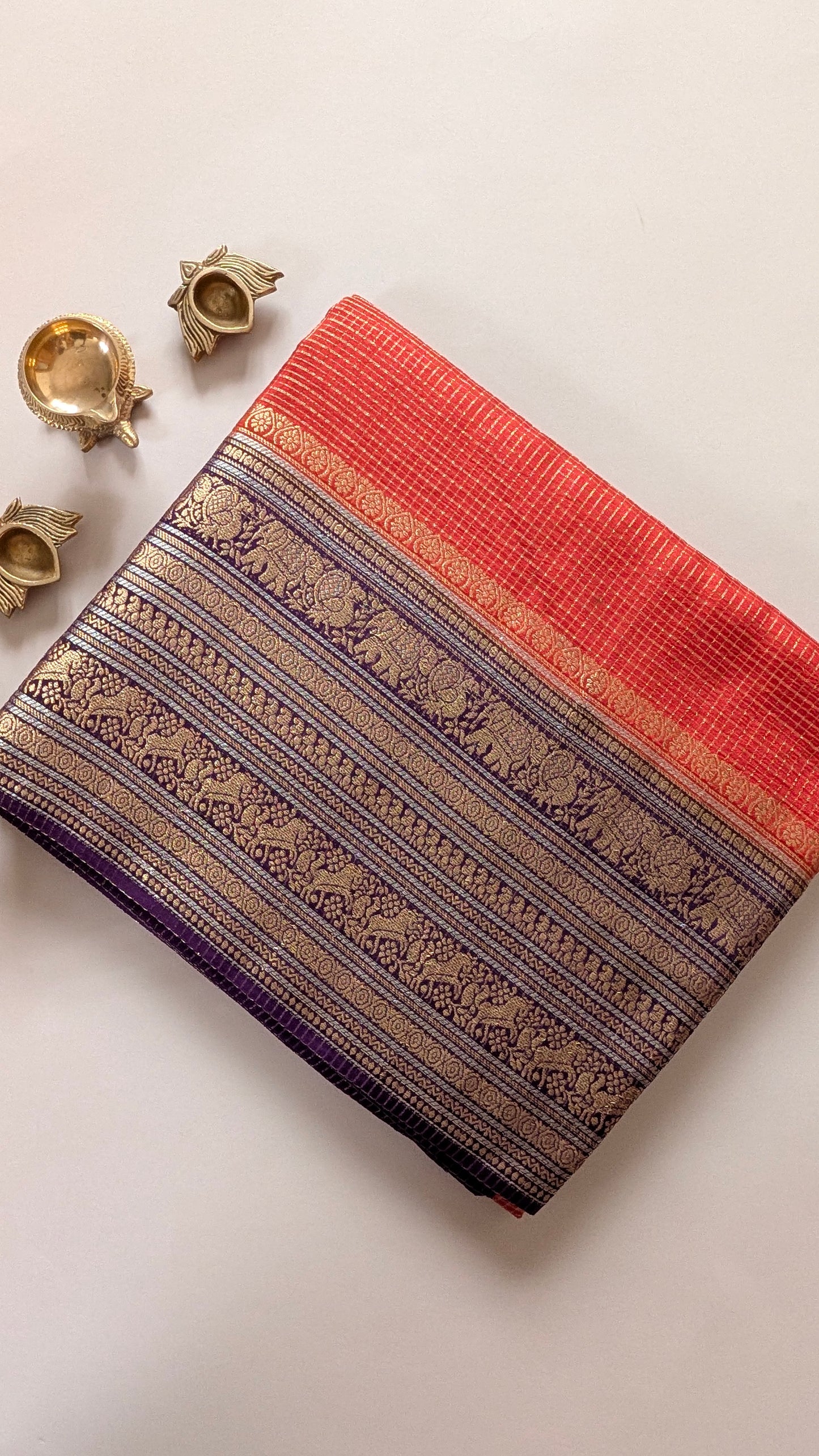 Brown with Blue Mashru Crepe Silk Saree