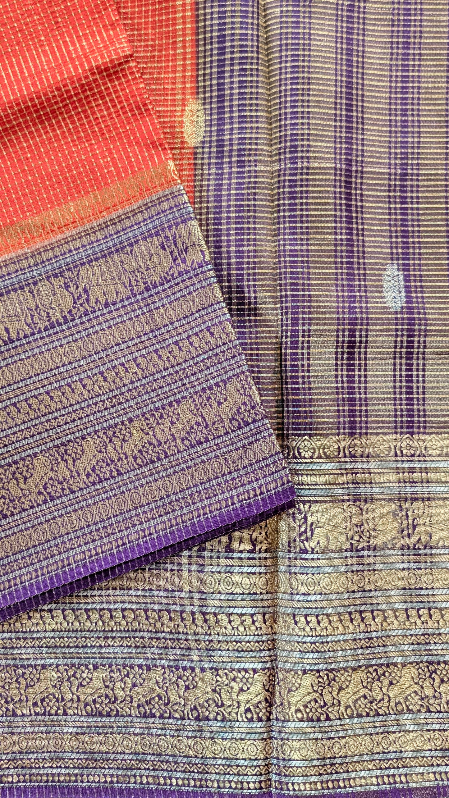Brown with Blue Mashru Crepe Silk Saree