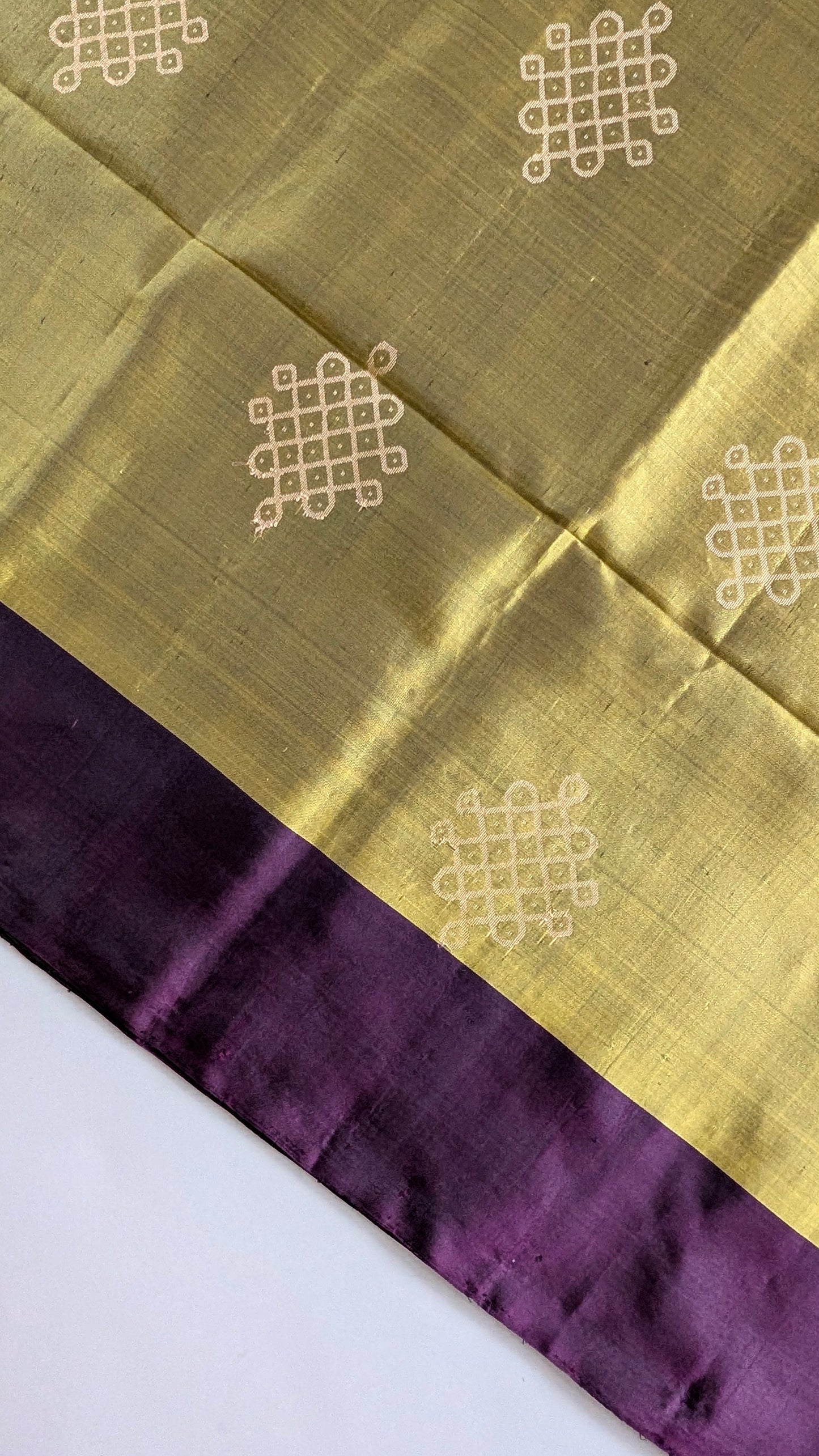 Kolam Green with Plum Soft Silk Saree