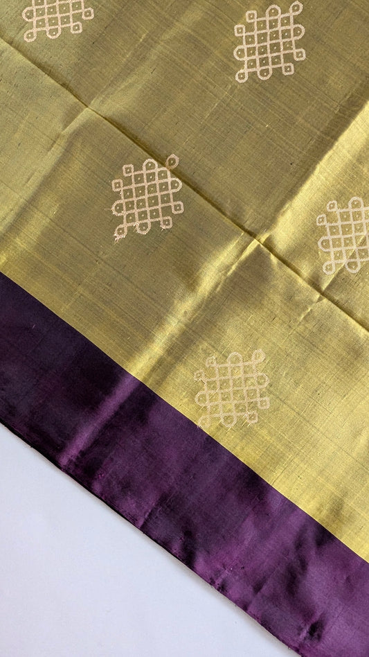 Kolam Green with Plum Soft Silk Saree