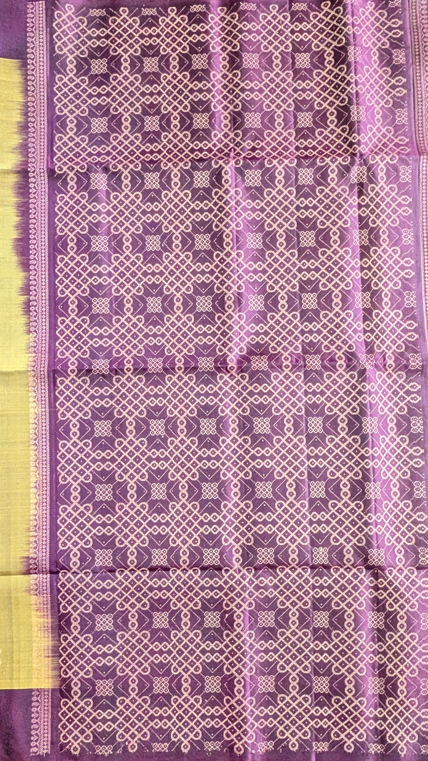 Kolam Green with Plum Soft Silk Saree