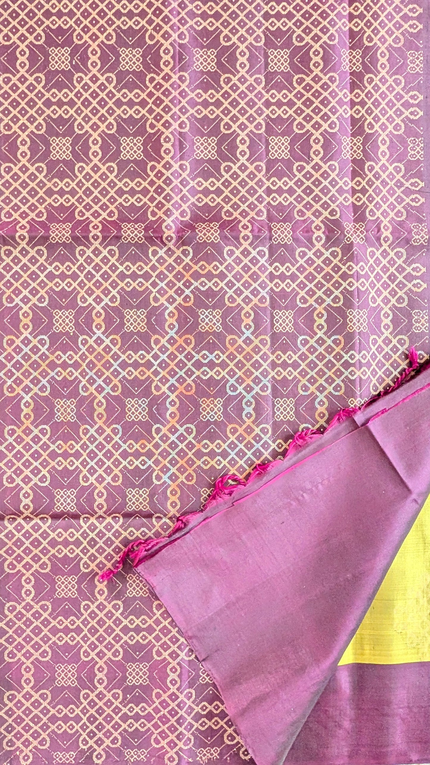 Kolam Green with Plum Soft Silk Saree