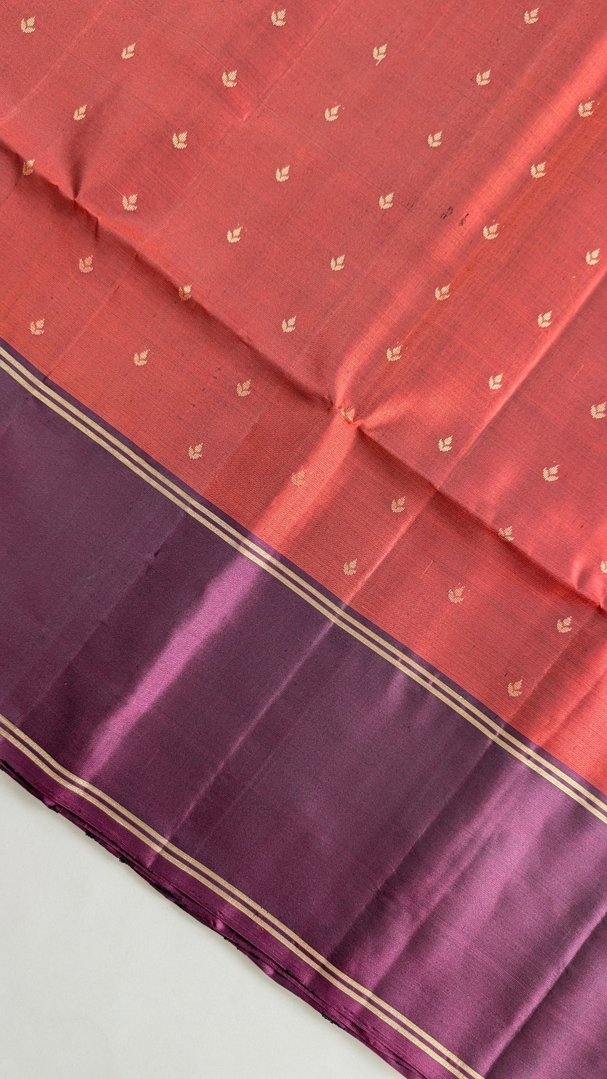 Rust Orange with Brown Pure Soft Silk Saree