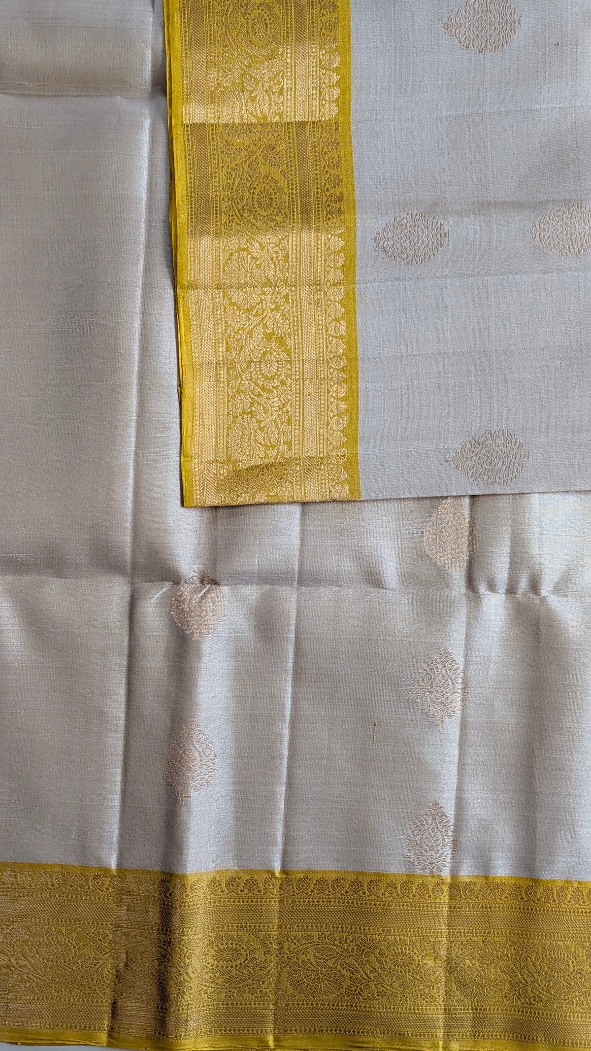 Cream with Yellow Pure Soft Silk Saree