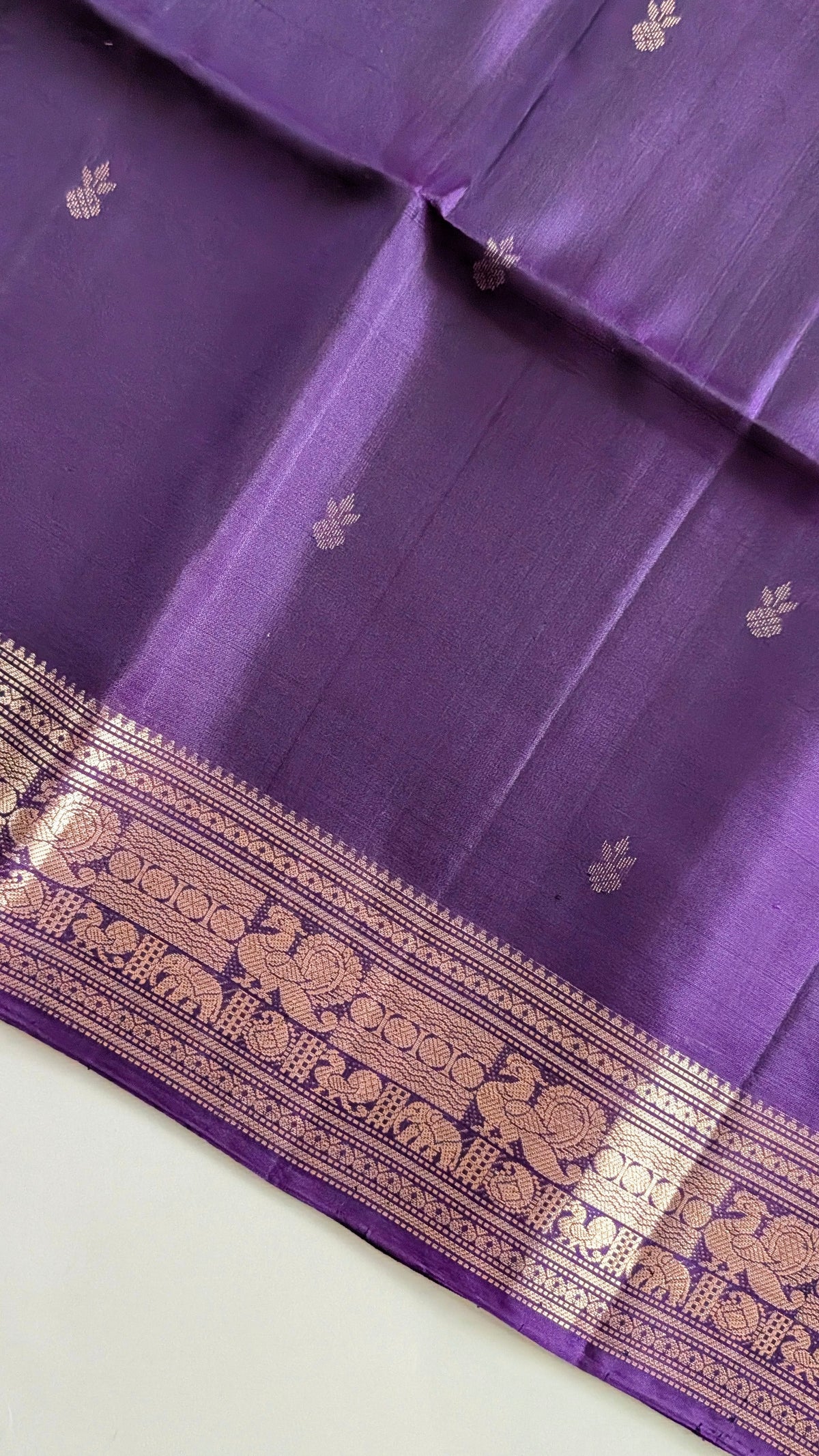 Cadbury purple small Butta Pure Soft Silk Saree