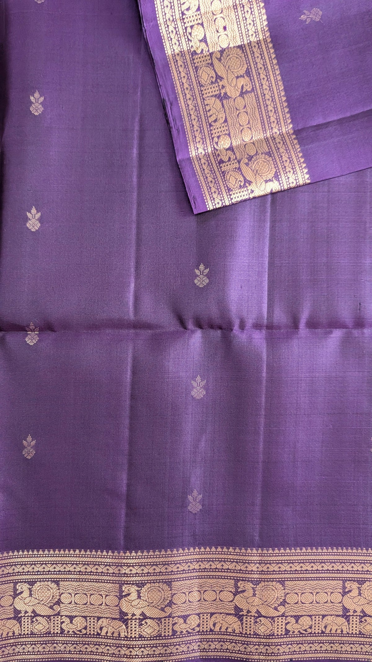 Cadbury purple small Butta Pure Soft Silk Saree