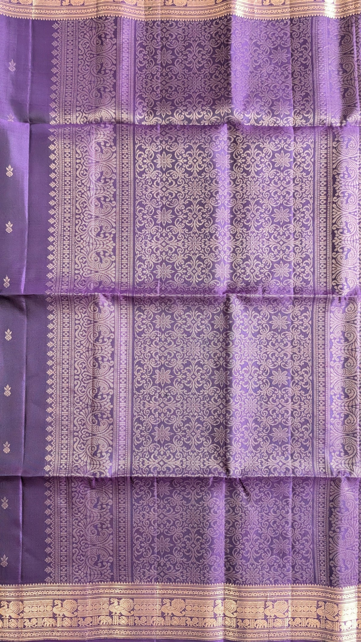 Cadbury purple small Butta Pure Soft Silk Saree