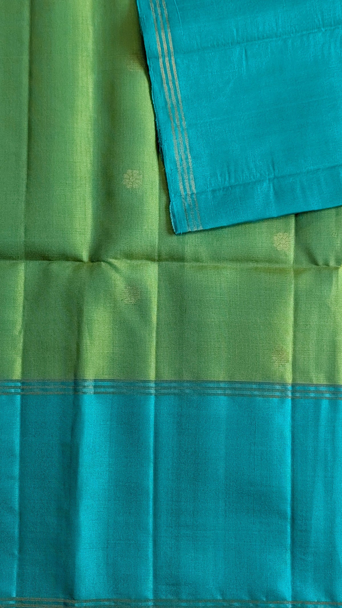 Cyan with Blue floral Buttas Pure Soft Silk Saree