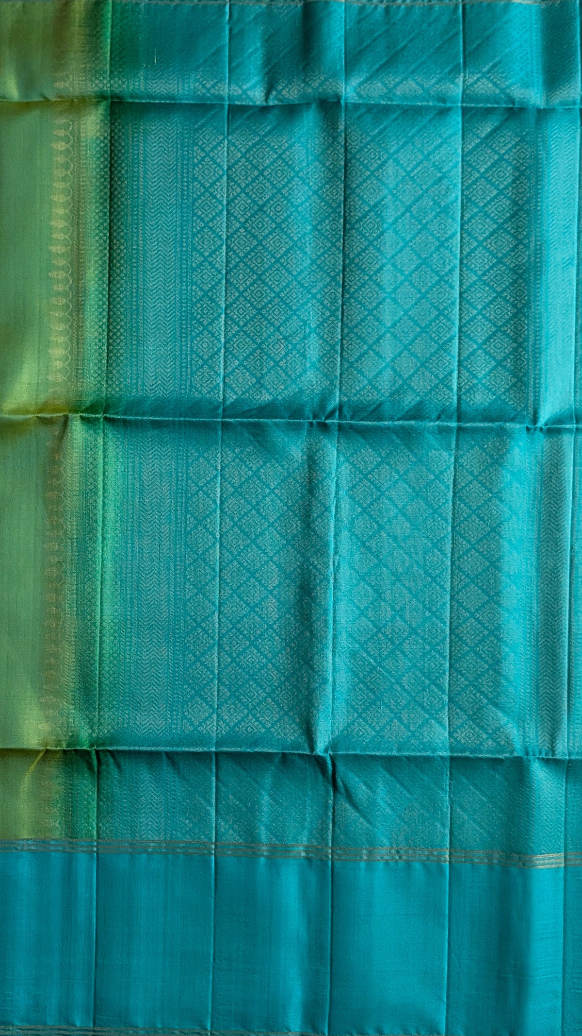 Cyan with Blue floral Buttas Pure Soft Silk Saree