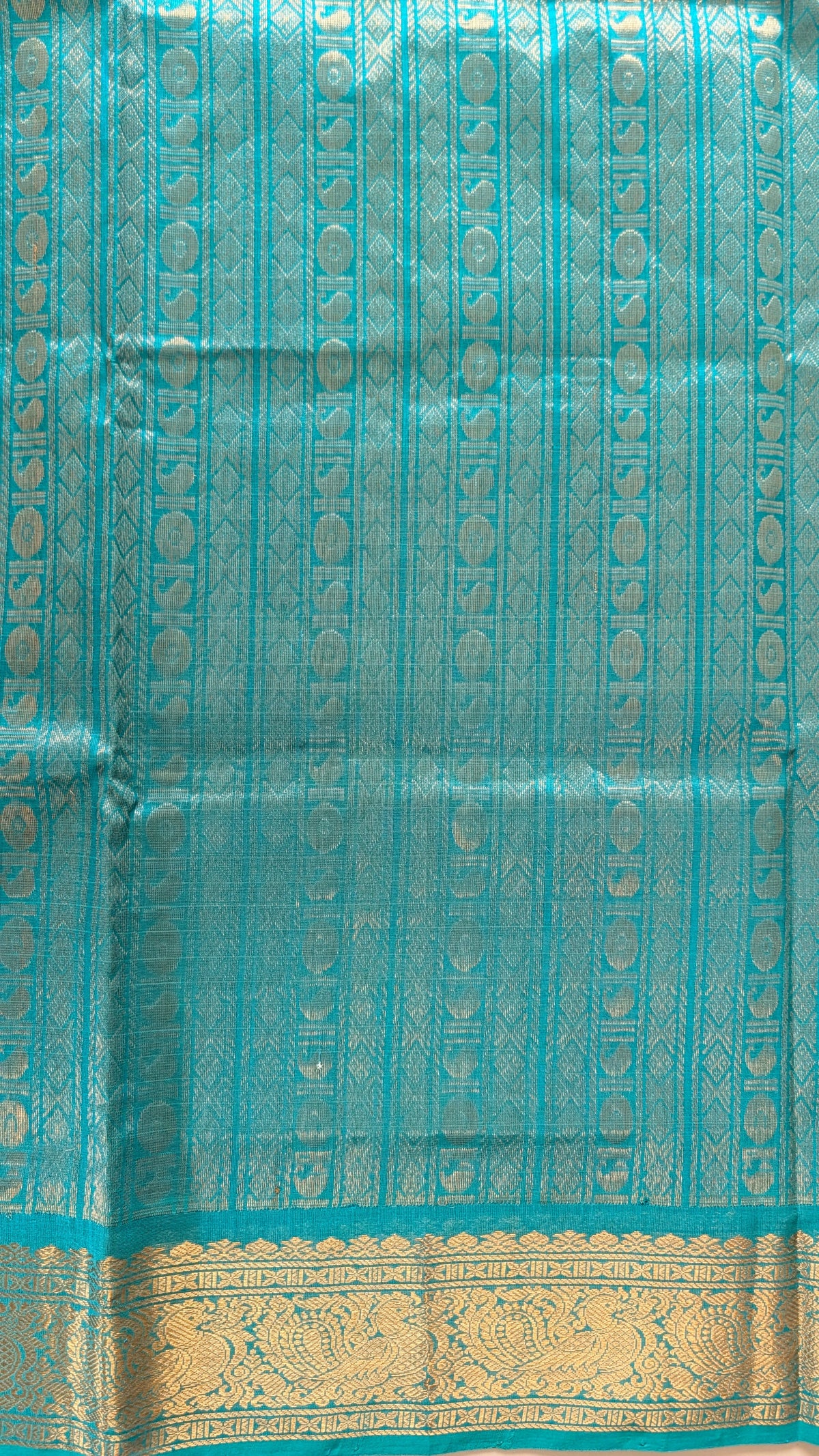 Brown With Turquoise Lakshadweepam Pure Kanchi silk cotton