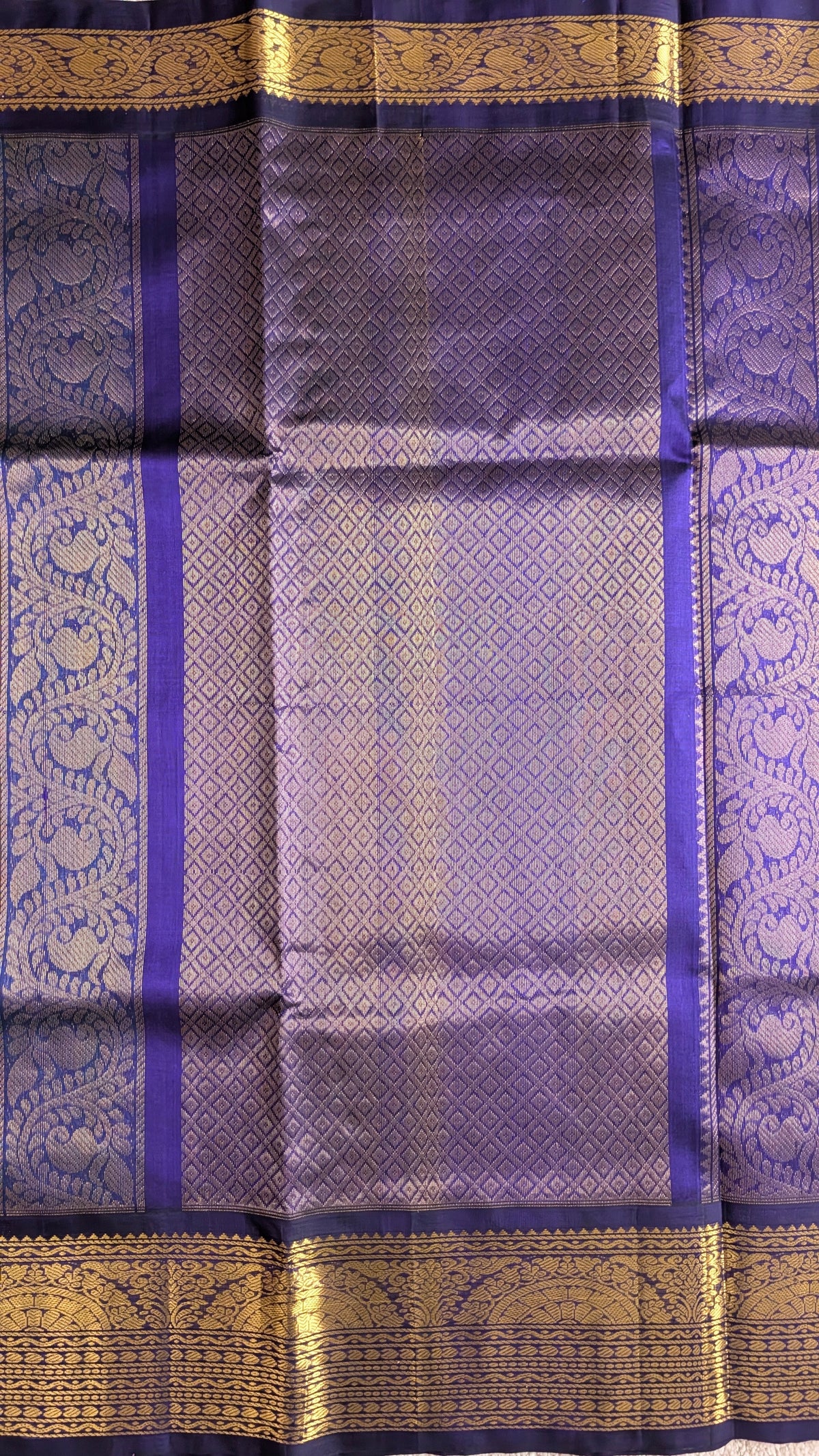 Peacock Blue with Royal Blue Koravi Pure Kanchi silk cotton