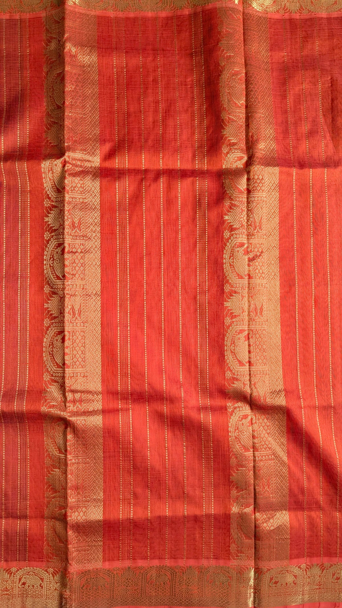 Orange with Purple Koravi Pure Kanchi silk cotton