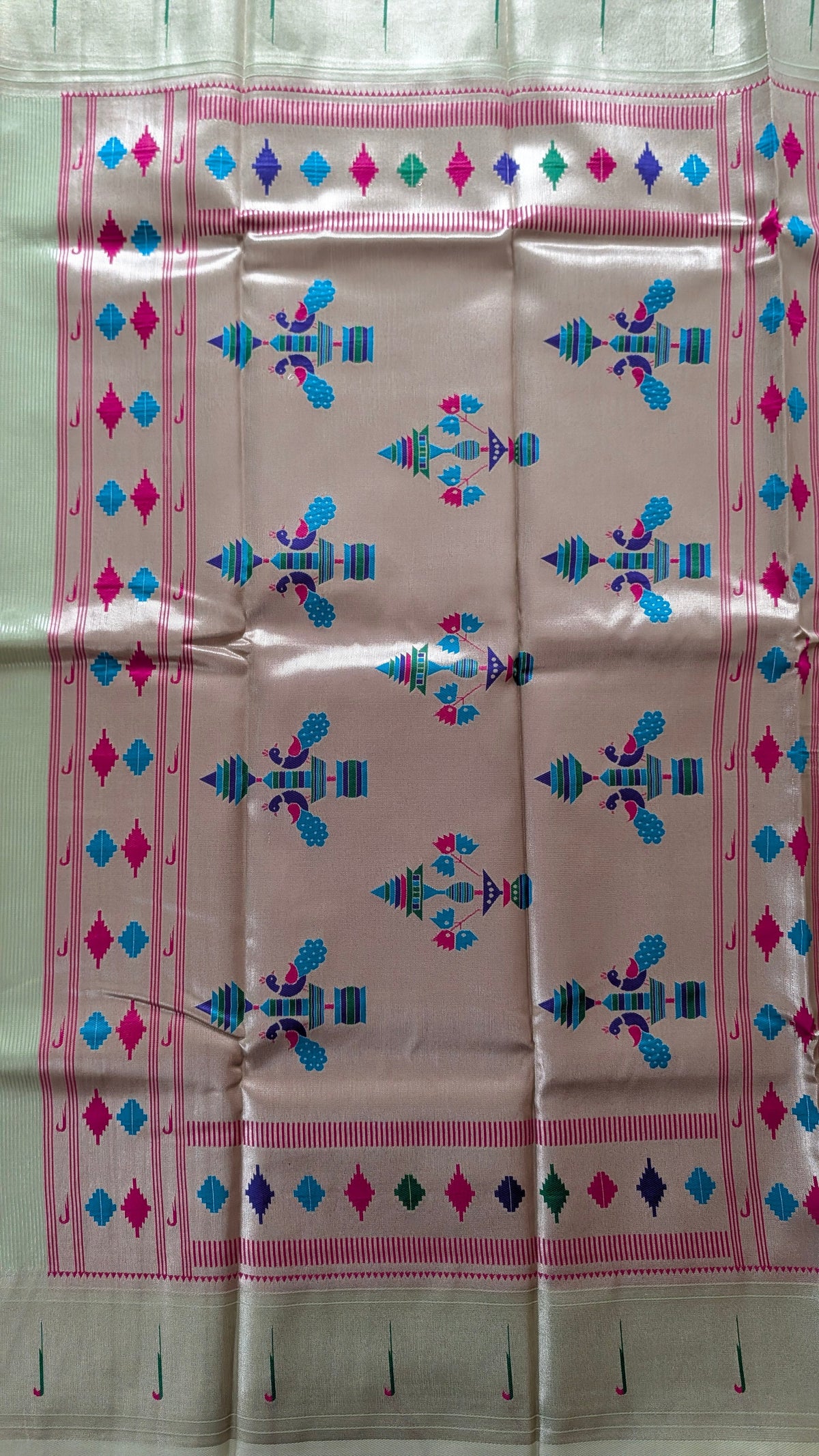 Green Tissue Paithani Semi Silk Saree