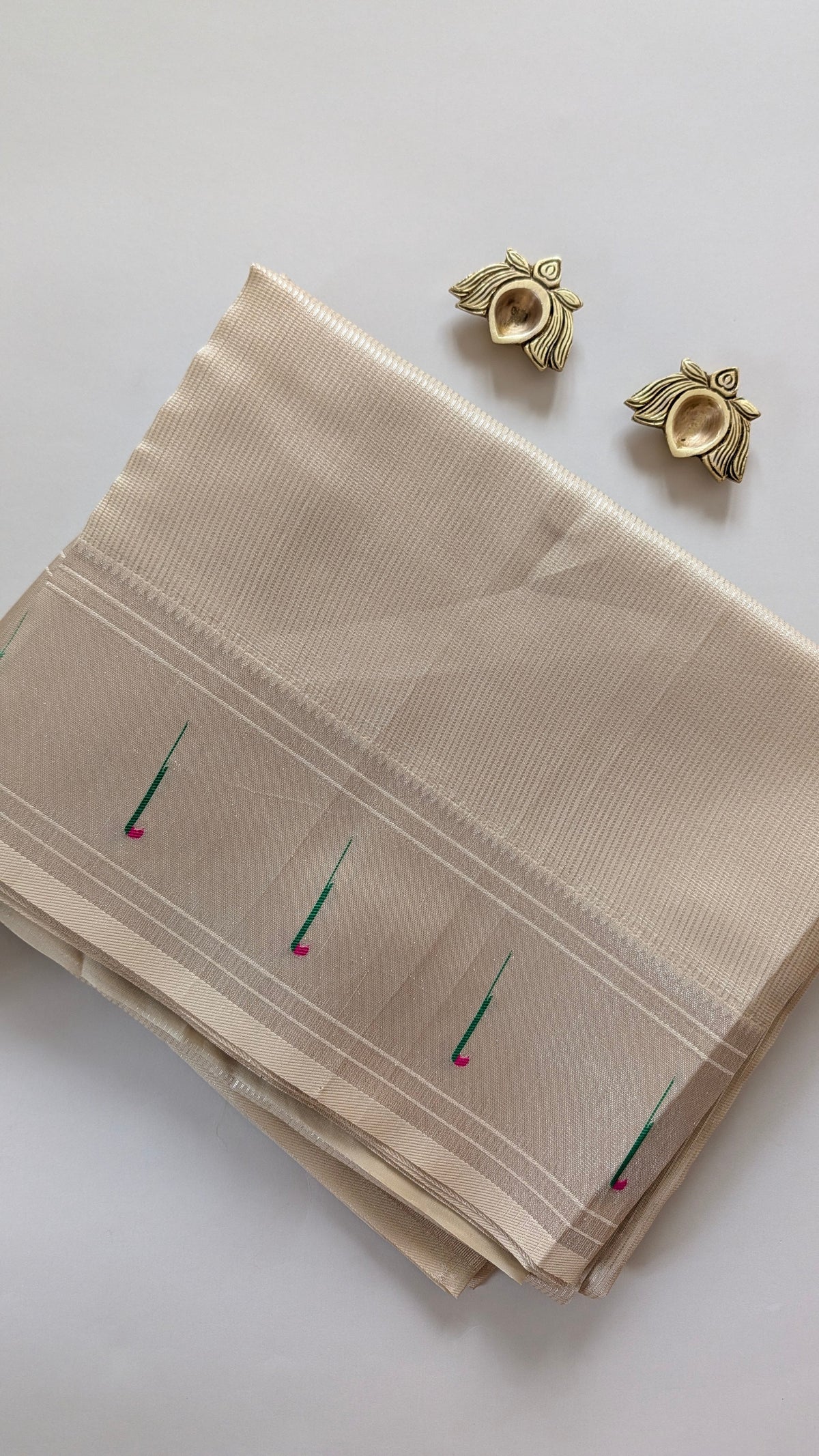 Cream Tissue Paithani Semi Silk Saree