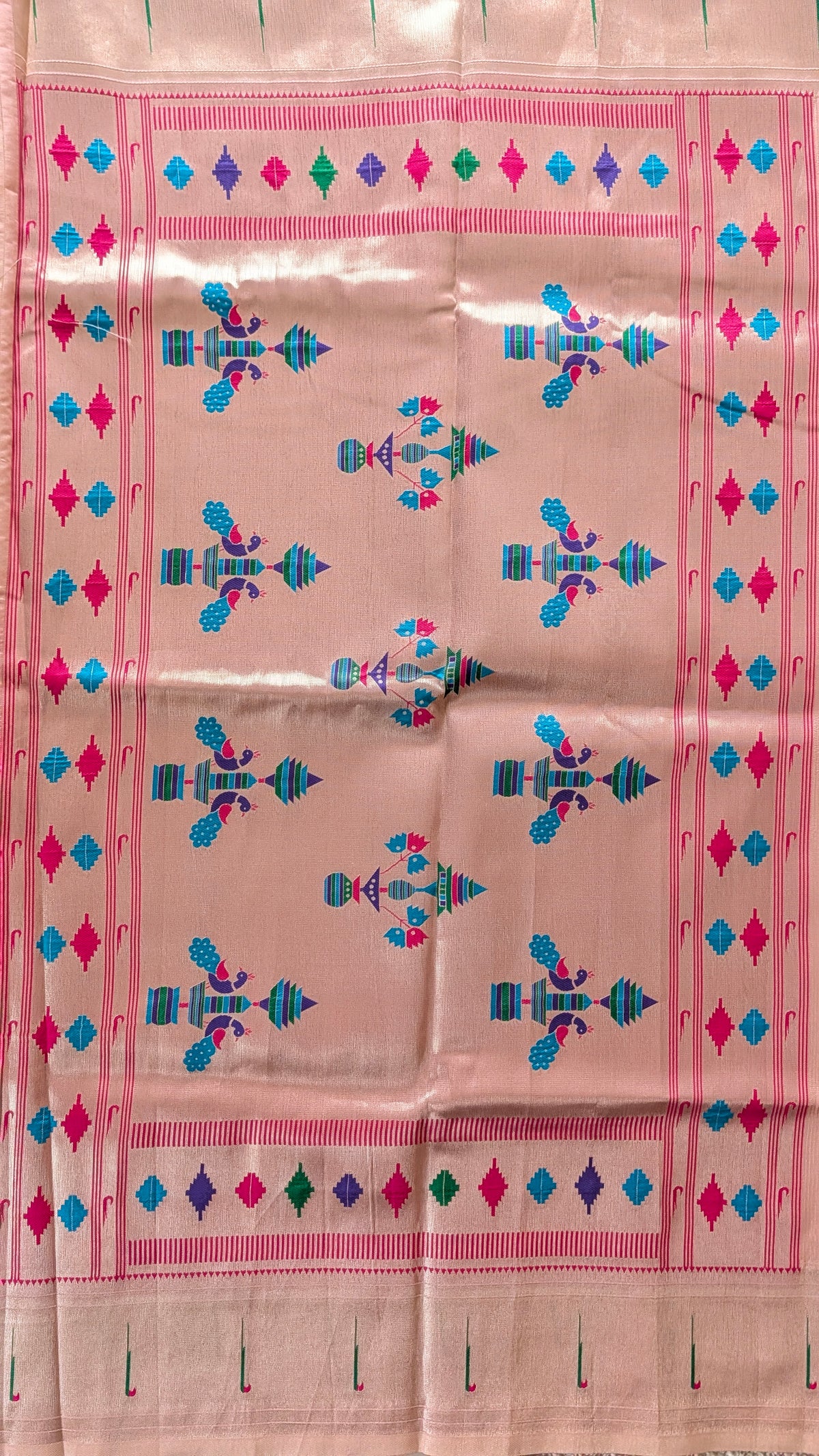Pink Tissue Paithani Semi Silk Saree