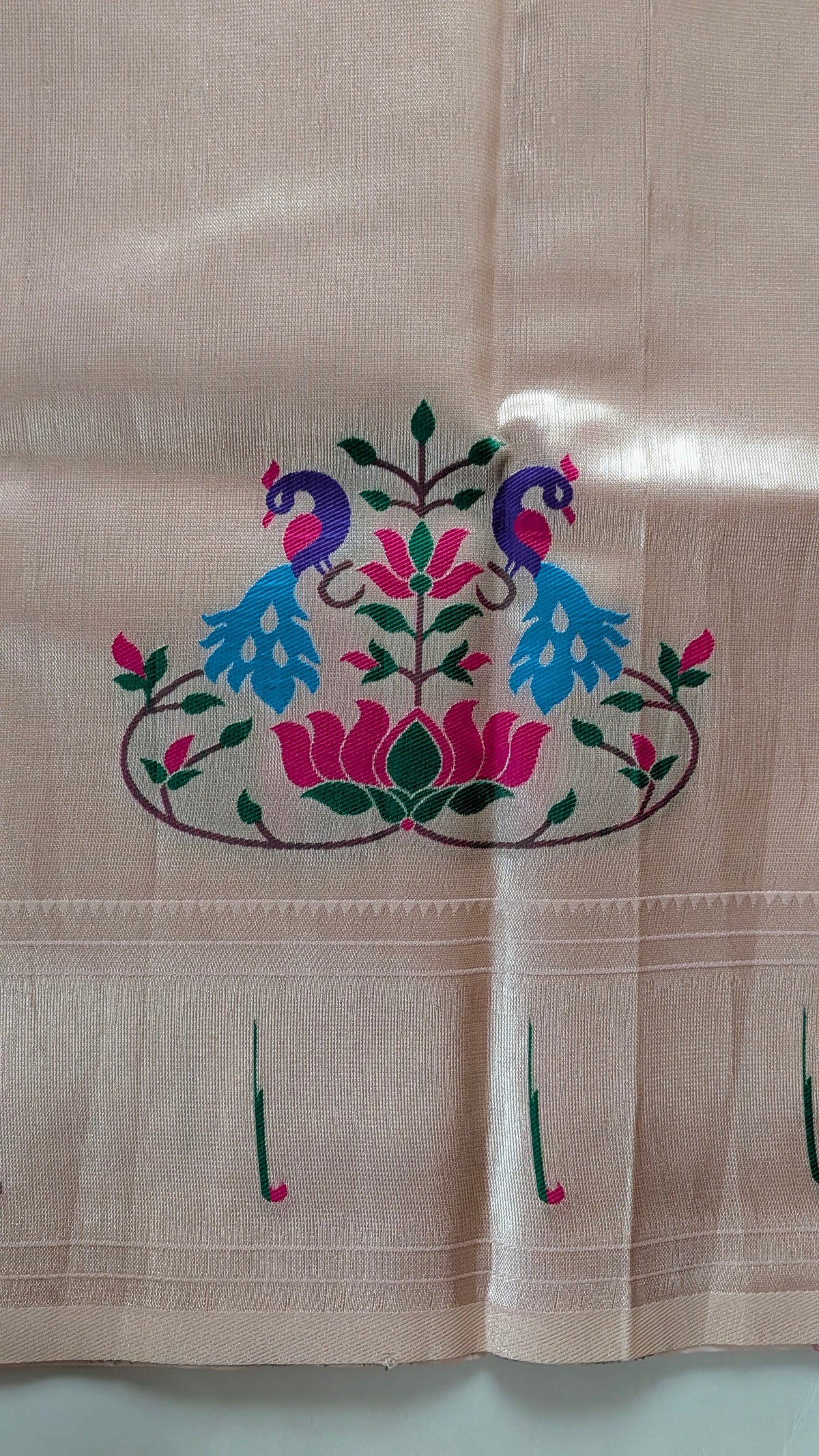 Pink Tissue Paithani Semi Silk Saree