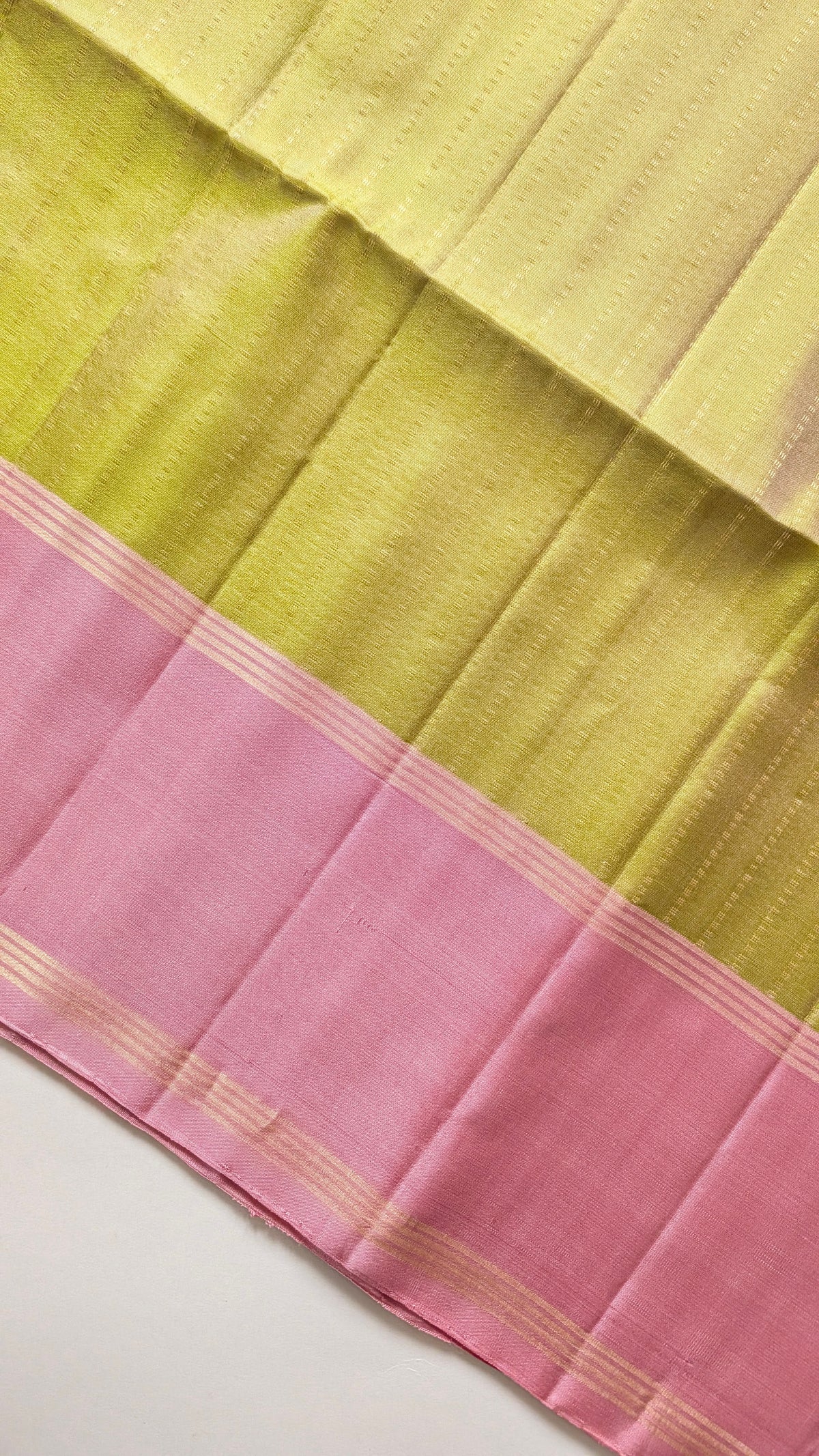 Pista Green with Onion Pink Pure Soft Silk Saree