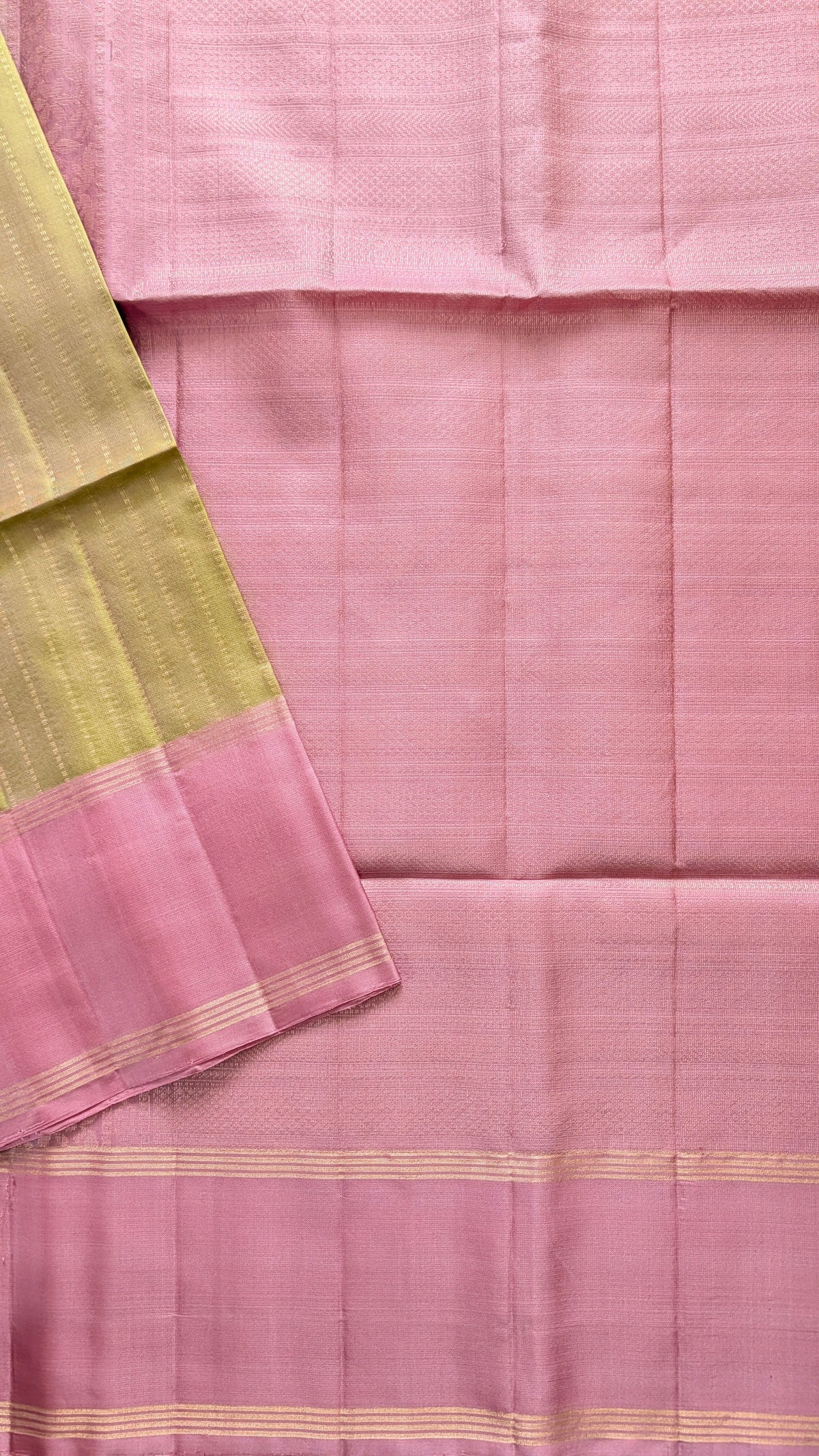 Pista Green with Onion Pink Pure Soft Silk Saree