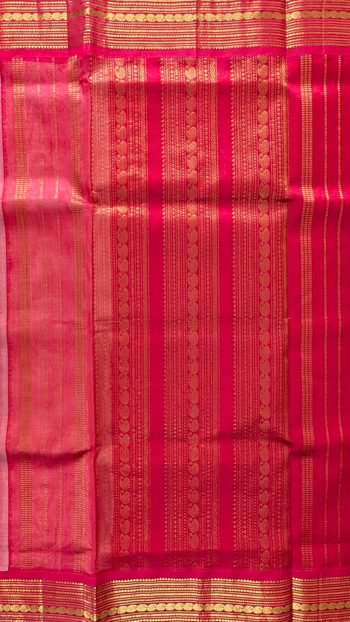 Off White with Red Koravi Pure Kanchi silk cotton