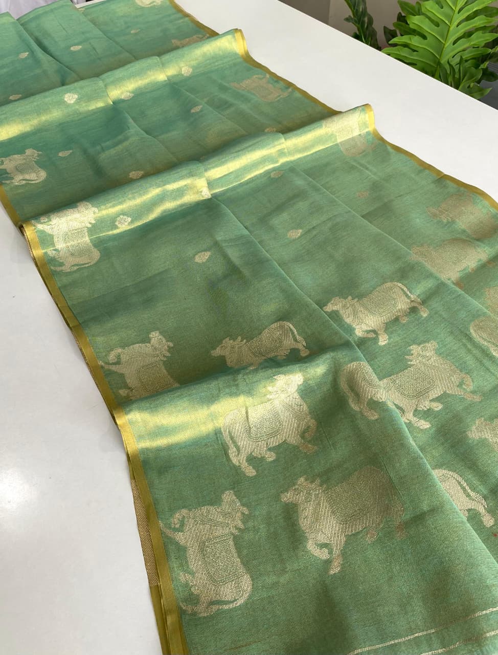 Green Pichwai Semi Tissue Silk saree